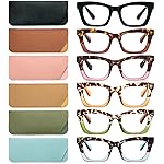 REAVEE 6 Pack Oprah Style Reading Glasses for Women Blue Light Blocking Cute Square Computer Readers with Spring Hinge 1.25