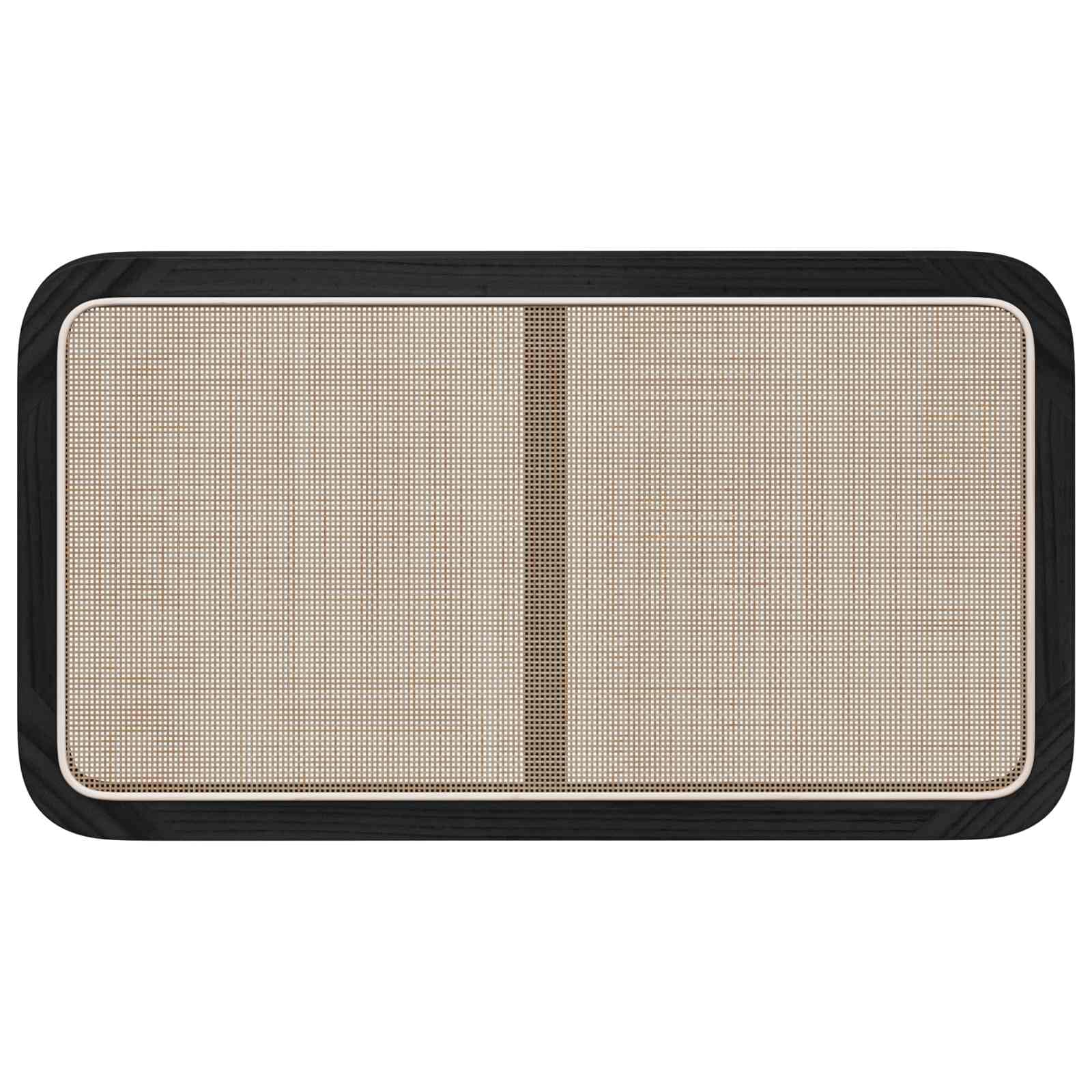 Cabecero negro 100 x 55 x 3 cm de pino y ratán – cabecero de cama atemporal para cama individual – Panel de pared moderno de madera maciza y mimbre de ratán para el dormitorio