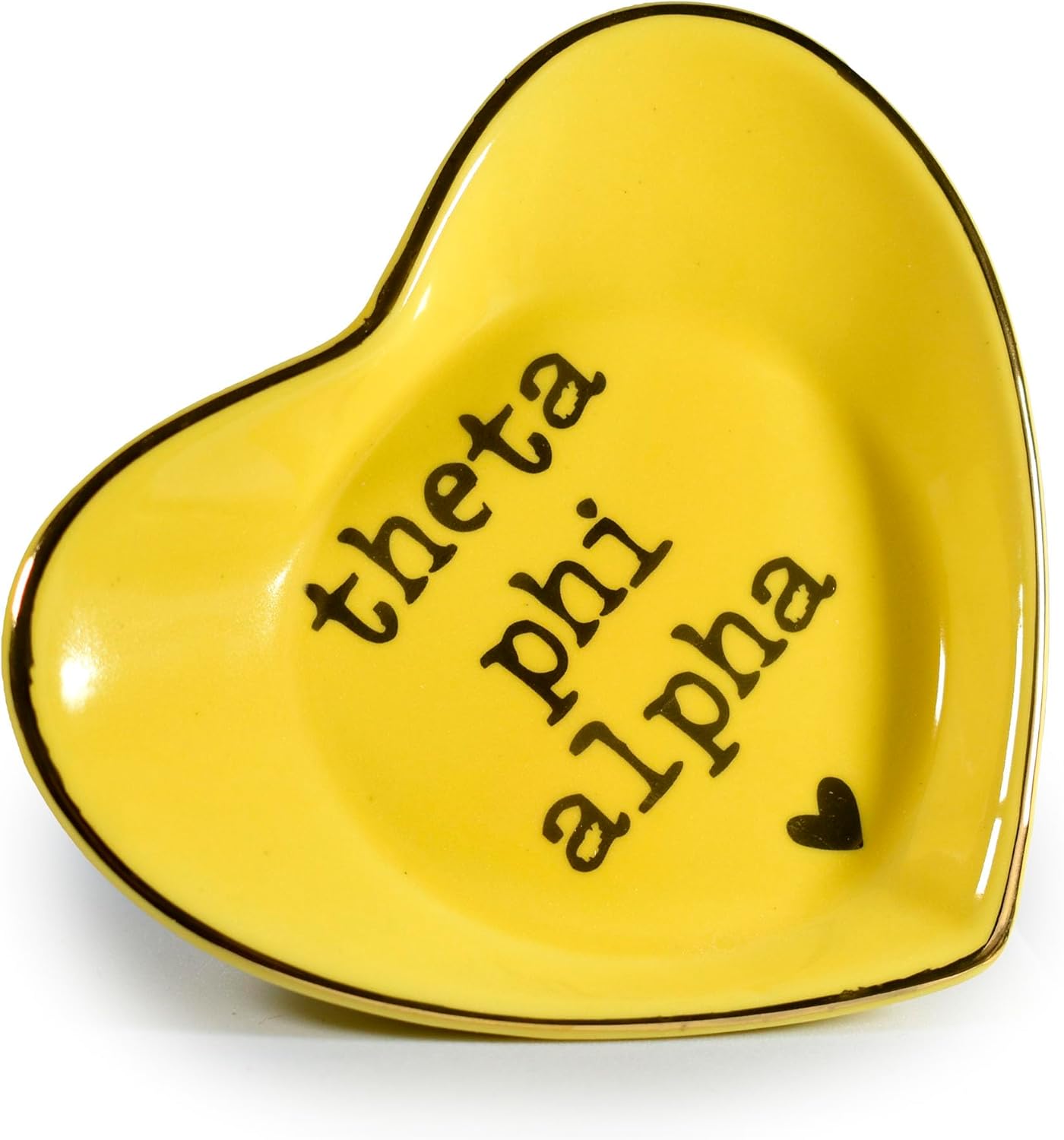 Sorority Shop Theta Phi Alpha Jewelry Dish - Heart-Shaped High-gloss finish Ceramic tray with Gold Detailing, Multi-Function Ceramic Ring Dish for Home or Office, Ideal for Jewelry and Keys
