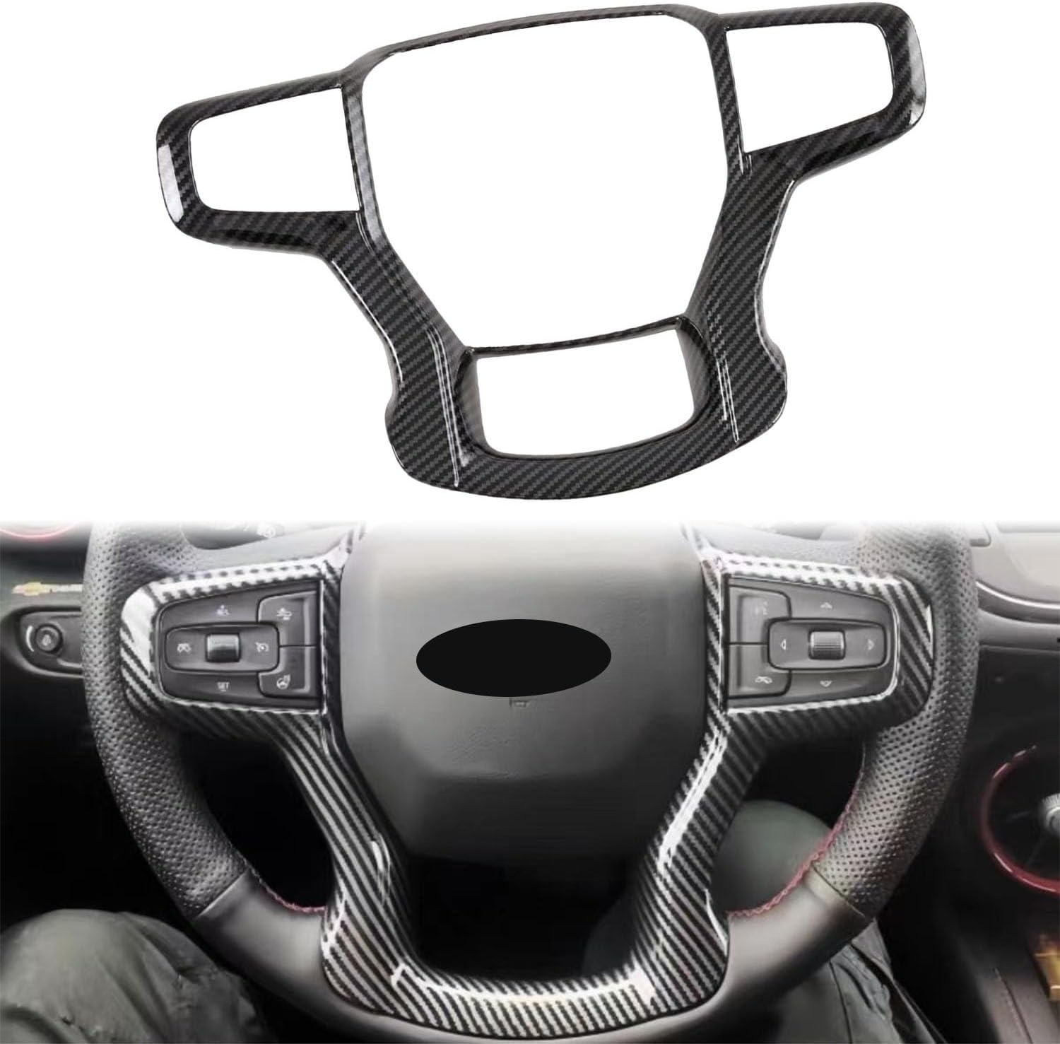 Generic for Chevrolet Blazer 2020 2021 2022 2022 2024 Interior Steering Button Cover Trim Car Accessories 1pcs, Carbon Fiber Grain