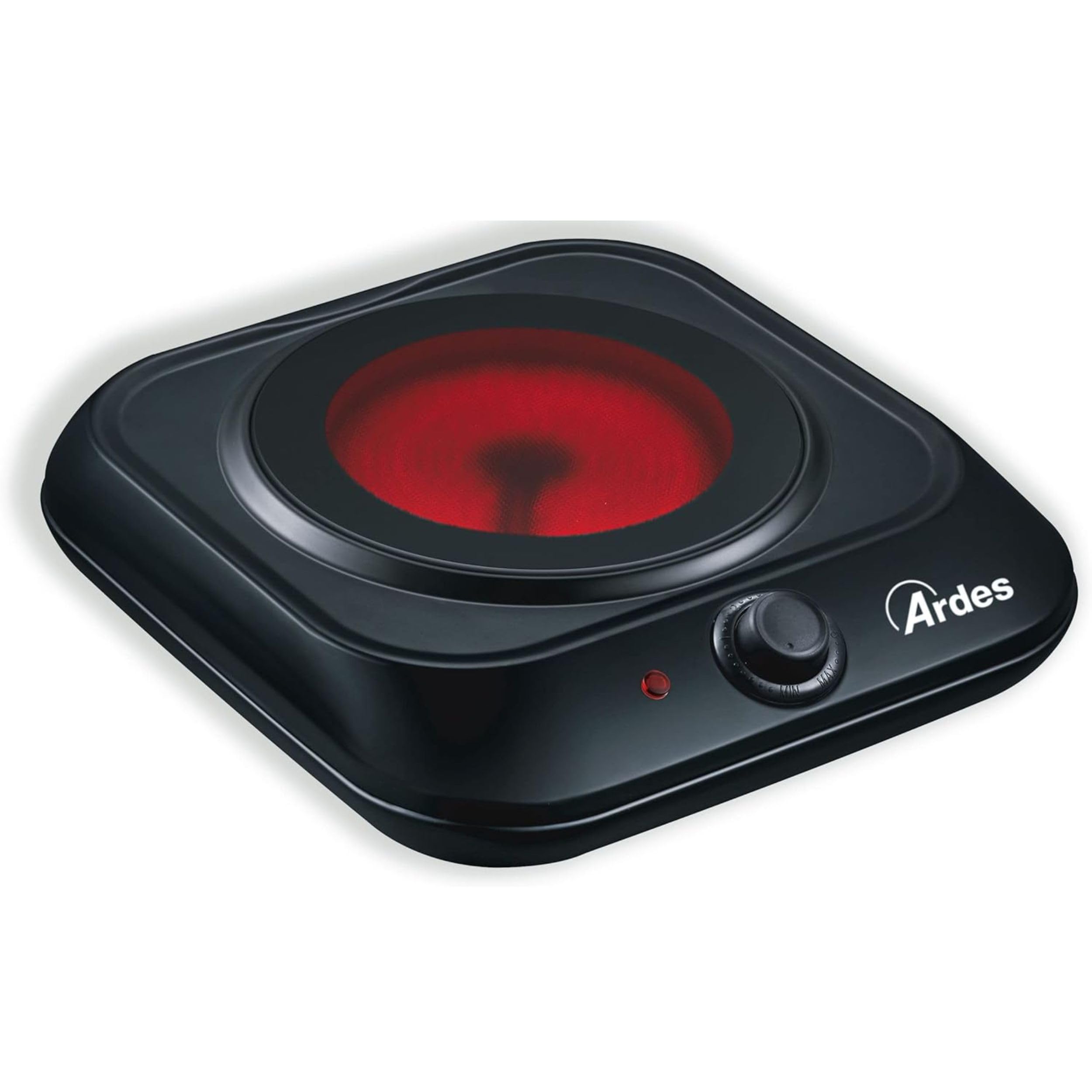 ARDES Placa Eléctrica para Cocinar en Vitrocerámica 5 Niveles de Potencia Compatible con Todas las Ollas Hornillo de Camping Eléctrico Portátil ‎AR1F401