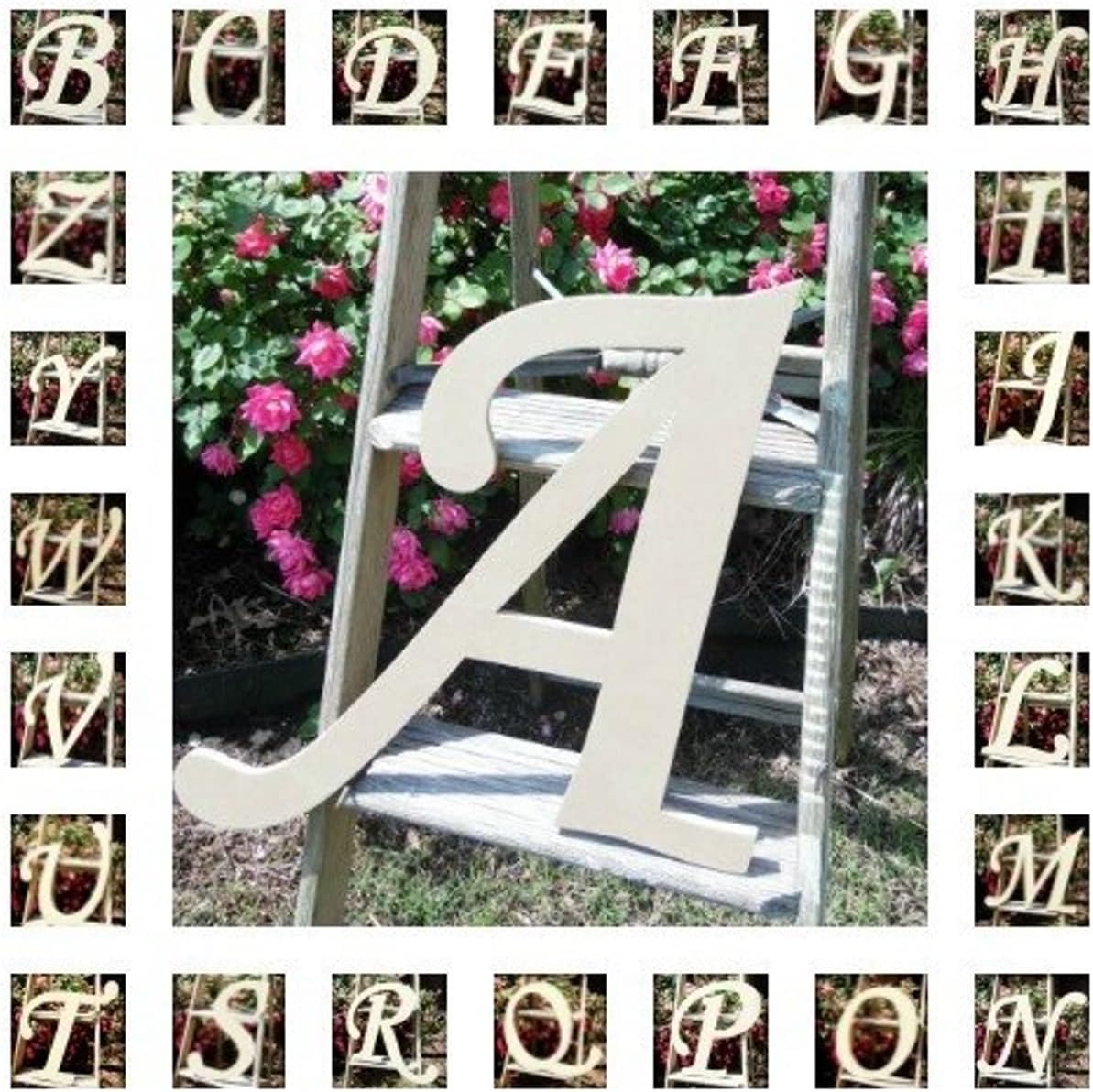 30" Wooden Monotype Font Craft Letter N Unfinished, Blank Fancy Script Monogram Cutout on 1-4" MDF