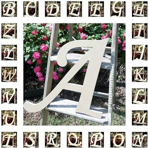 Miniatura 2 de Letra D de madera con monotipo de letra D sin terminar, monograma de escritura de lujo en blanco en MDF de 1-4 pulgadas