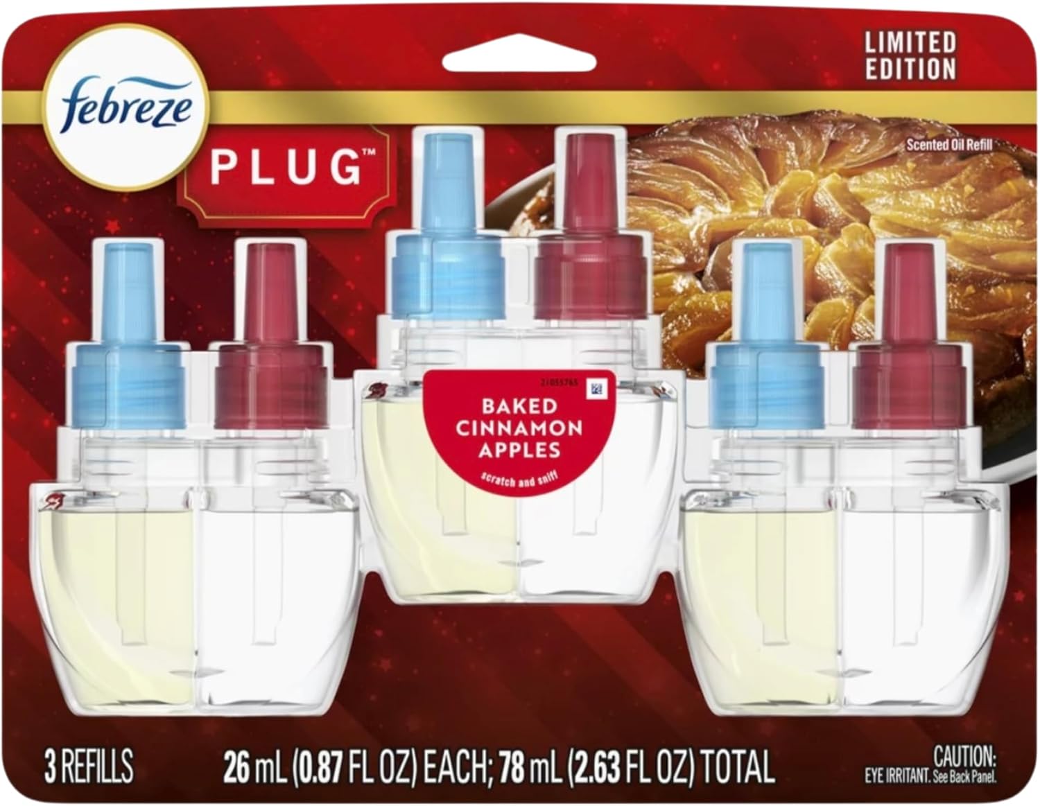 Febreeze Fall Holiday Variety Pack, 3 Refill Plug In Limited Edition Scents | Fig & Plum | Cranberry Tart | Winter Spruce (Baked Cinnamon Apples)
