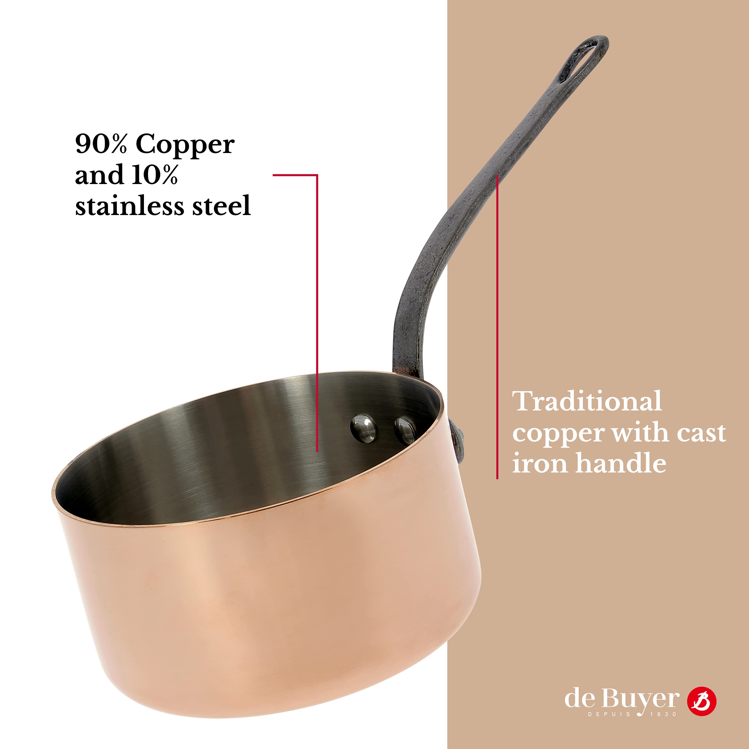 De Buyer, CAZO CON MANGO FUNDICION, INOCUIVRE , Ø 12 CM,-6460.12