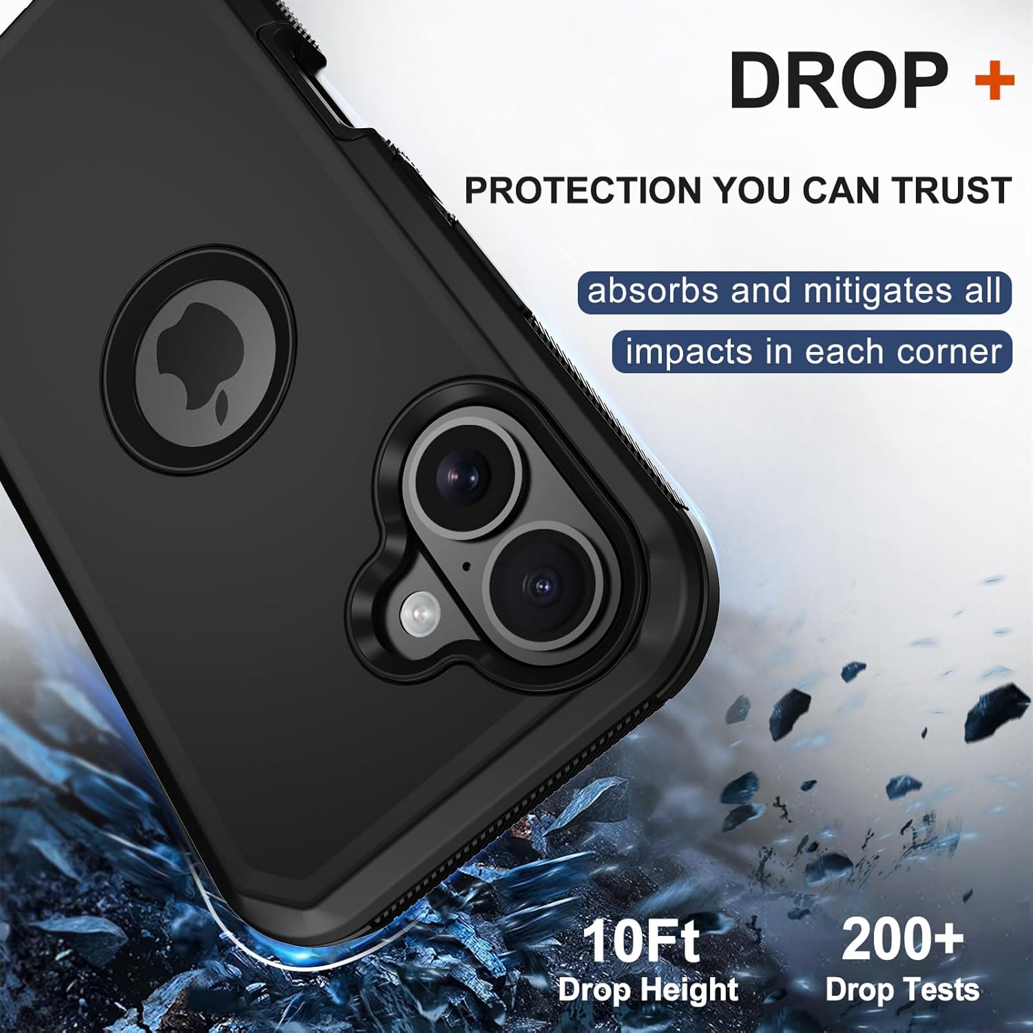 RubCase for iPhone 16 Plus Phone Case,Military Grade Drop Protection Cell Phone Cover with Belt Clip Holster Stand,Screen Protector x2 Rugged Shockproof Kickstand for iPhone 16 Plus Case 6.7” (Black) - Image 4