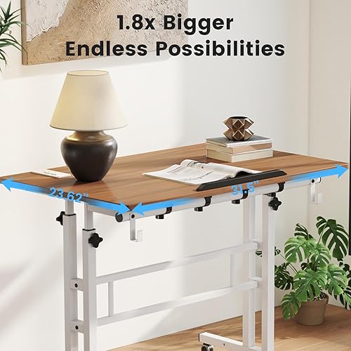 Vista 61 de SIDUCAL Escritorio de pie pequeño, escritorio portátil de pie, convertidor de mesa de pie móvil de altura ajustable con ruedas, estaciones