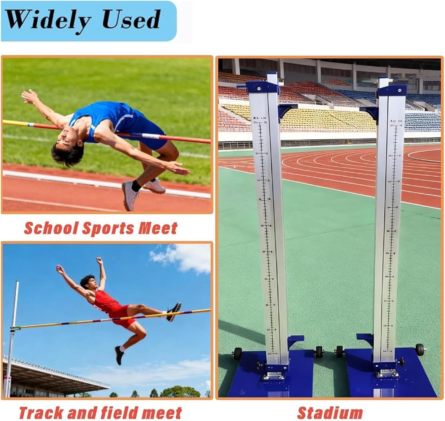 Portable Aluminum Track and Field High Jump Standards, Aluminum Track & Field High Jump Measuring Standard Adjustable High Jump Stands for Competition,Training,School Sports
