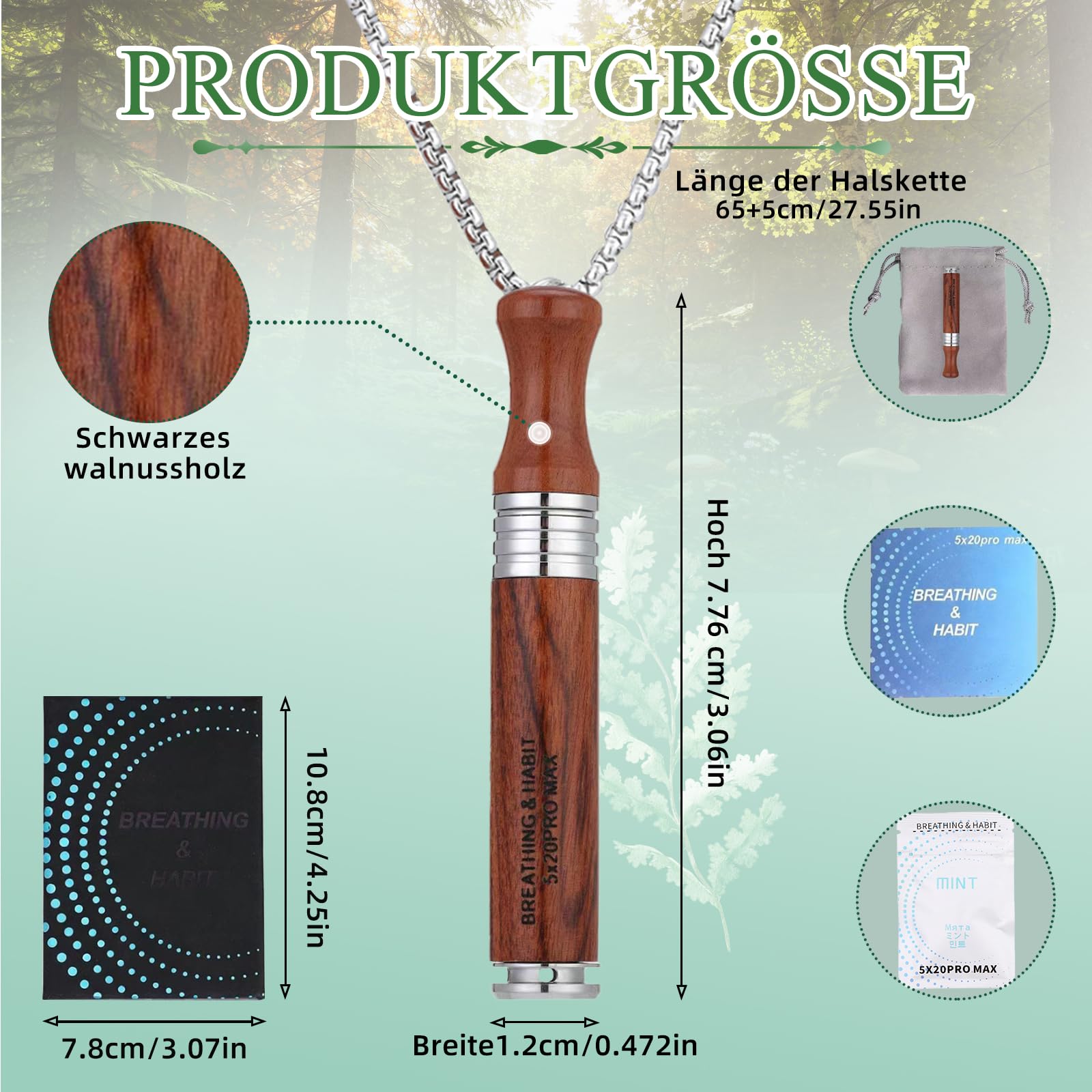 Pezzo Collana di Respirazione,Perfetta per la Meditazione e l'Esercizio Respiratorio Collana di Respirazione per Lo Stress, Unisex