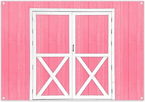 Miniatura 8 de ZTHMOE Telón de fondo de madera de granero rosa de 10 x 8 pies para fotografía, fondo de vaquera de granja occidental, feliz cumpleaños, retratos