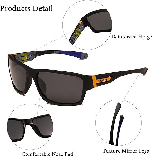 Miniatura 3 de Long Keeper - Gafas de sol polarizadas para hombre, diseño clásico cuadrado de pesca, ciclismo, correr, mujeres