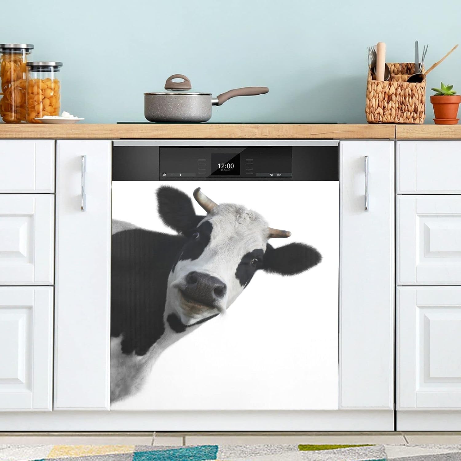 ALAZA Fun Cow Print Animal Large Dishwasher Magnet Magnetic Cover 23x26 in Refrigerator Sticker Washer Kitchen Decor