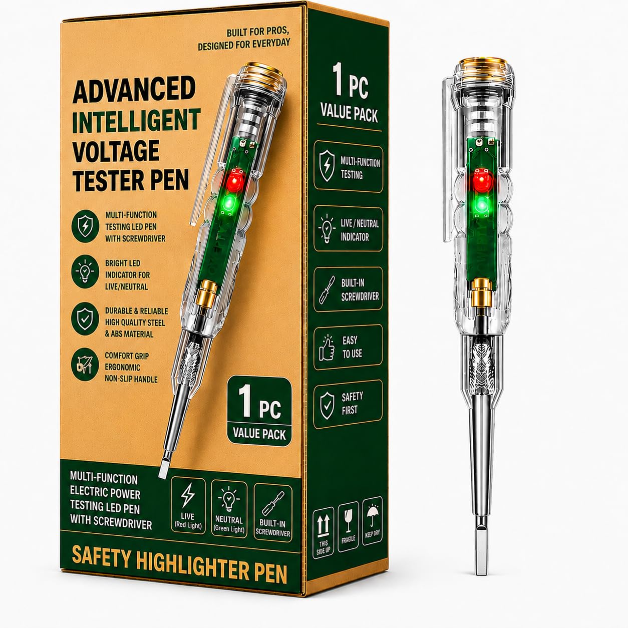 High-Brightness Intelligent Voltage Tester Pen - Multi-function LED Test Pen with Screwdriver for Electric Power Testing 70–250V AC Socket Circuit Testers Non-Contact Voltage Tester Detector(1pc)-image-46