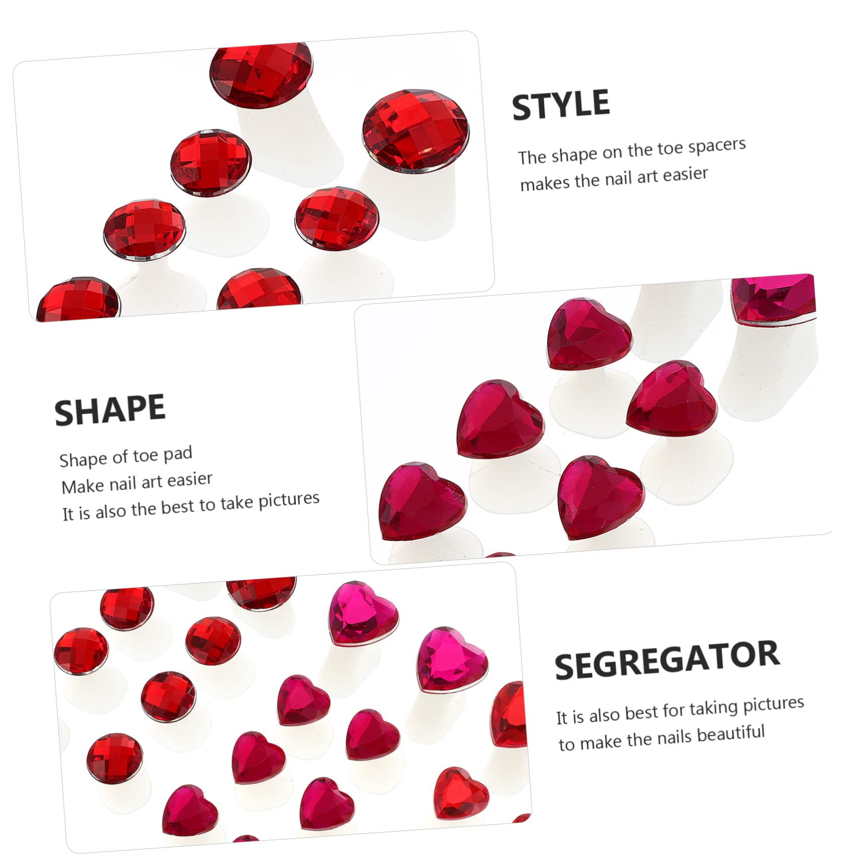 SHERCHPRY 24Pcs Chic Heart Silicone Toe Separators Nail Art Toe Spacers for Pedicures Rhinestone Design for Comfortable Use for Bunion Relief