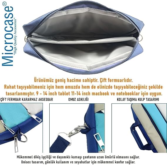 Microcase ONEPLUS Pad 4 13.2 inch ile uyumlu Tablet Macbook Laptop Tablet Çantası 2 Bölmeli AL4821
