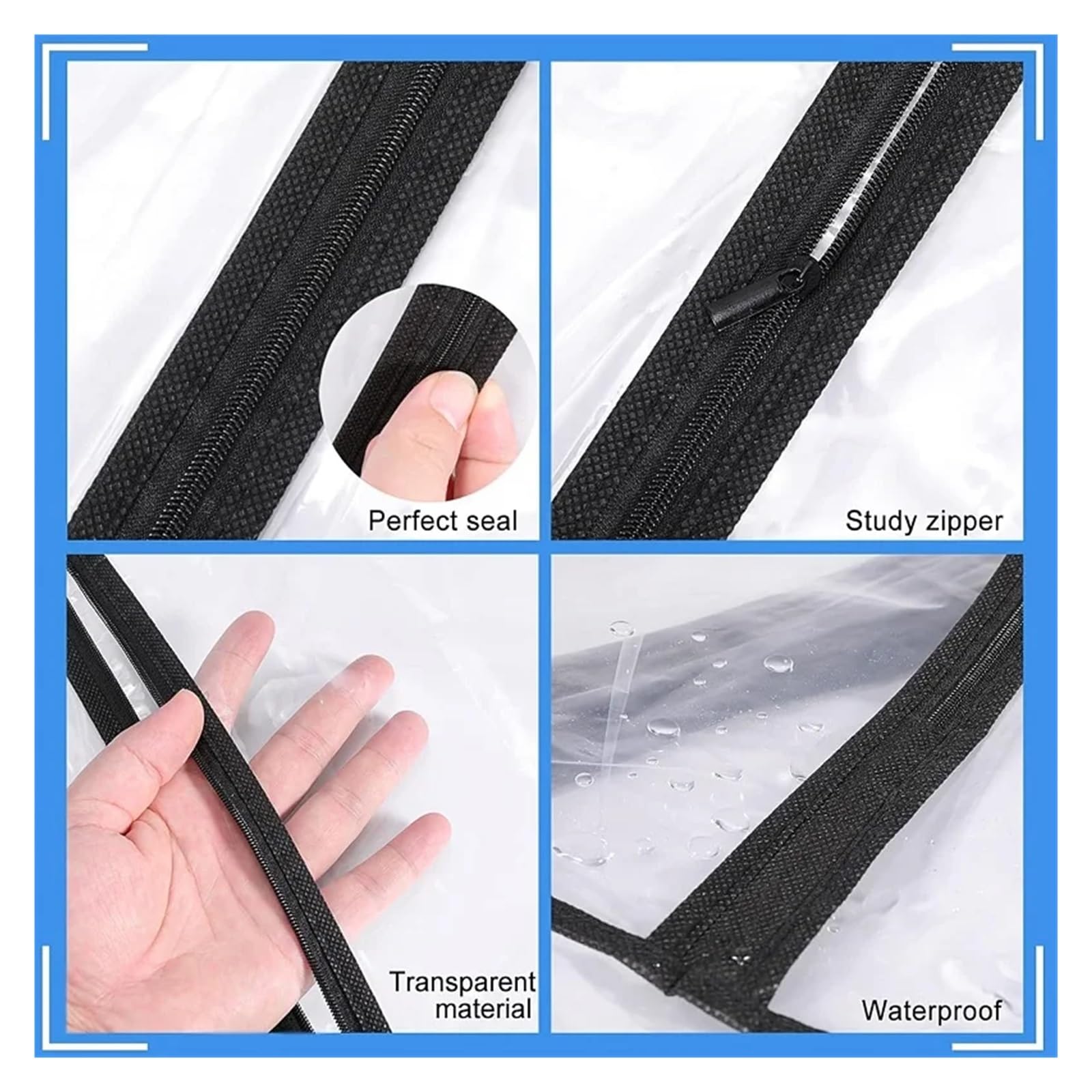 fundas para ropa Clothes Hanging Dust Cover Suit Coat Wedding Dress Storage Wardrobe Clothing Organizers With Zipper(60X100CM,5PCS)