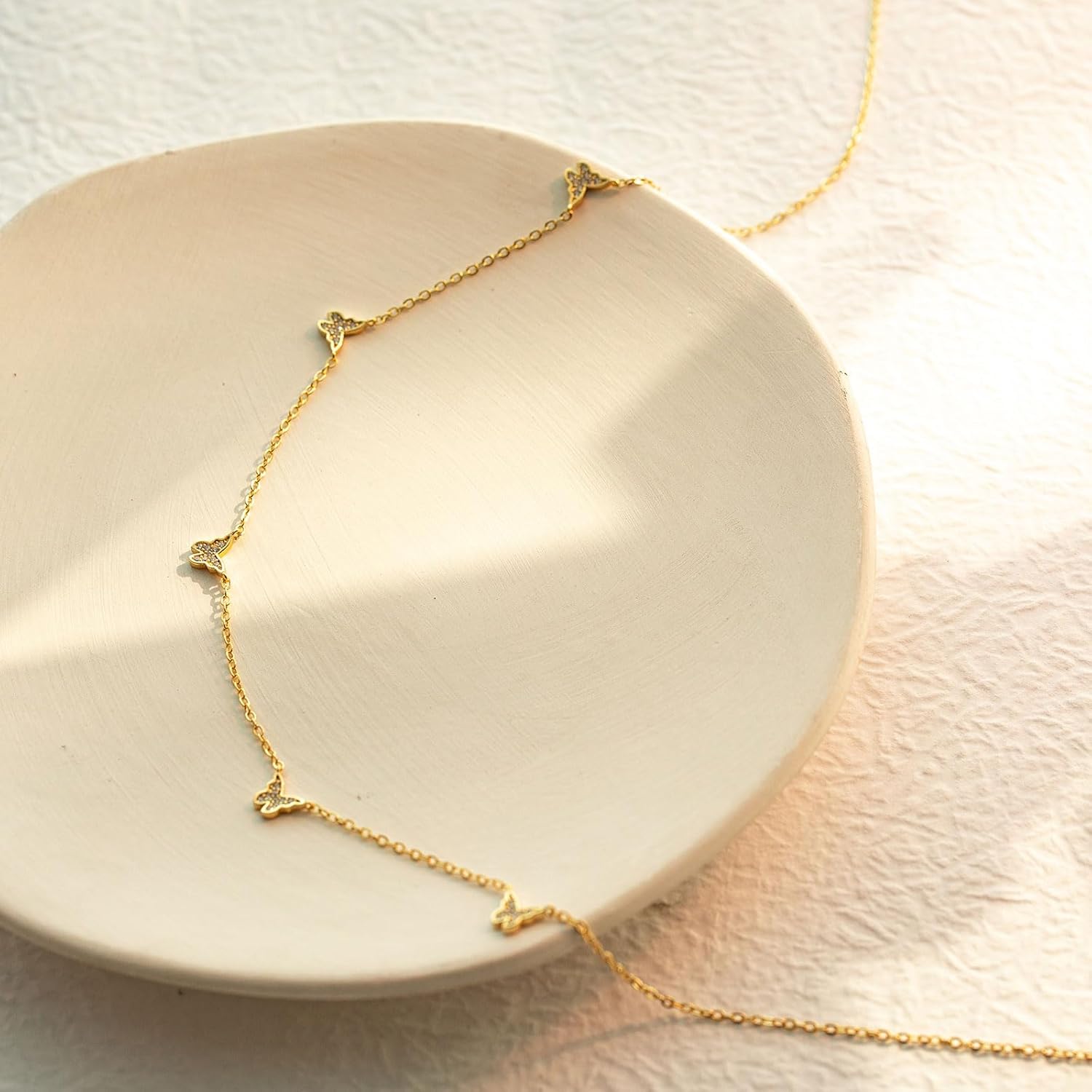 VRIUA Necklaces for Women - 14K Gold/Silver Plated Dainty Chain Necklace with Five Charms: Diamond, Bow, Snowflake, Cross, Flower, Clover, Butterfly, Heart, Star of David, and Star Trendy Jewelry - Image 7