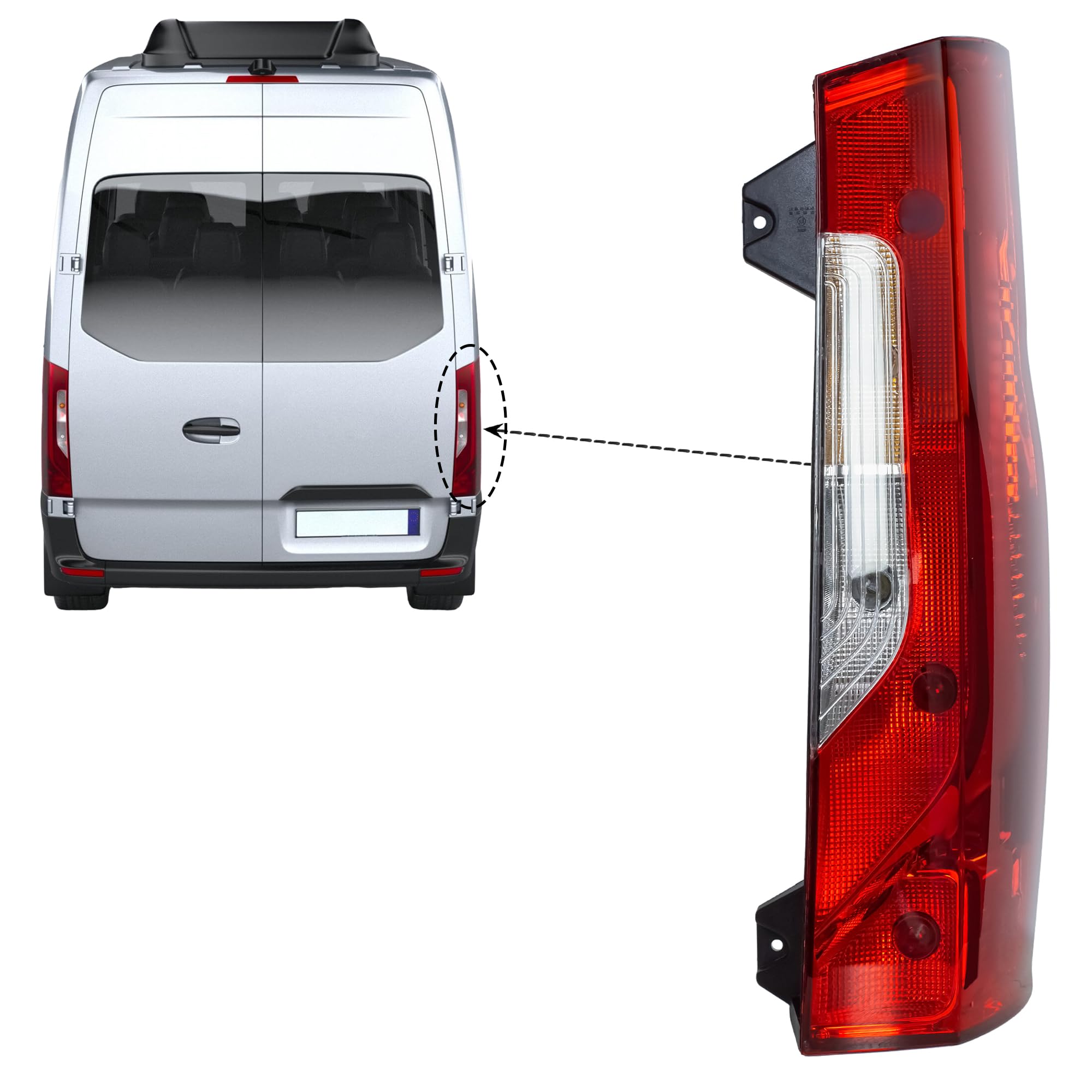 LONGLING Luz trasera derecha para Mercedes Sprinter W907 W910 2019-2024