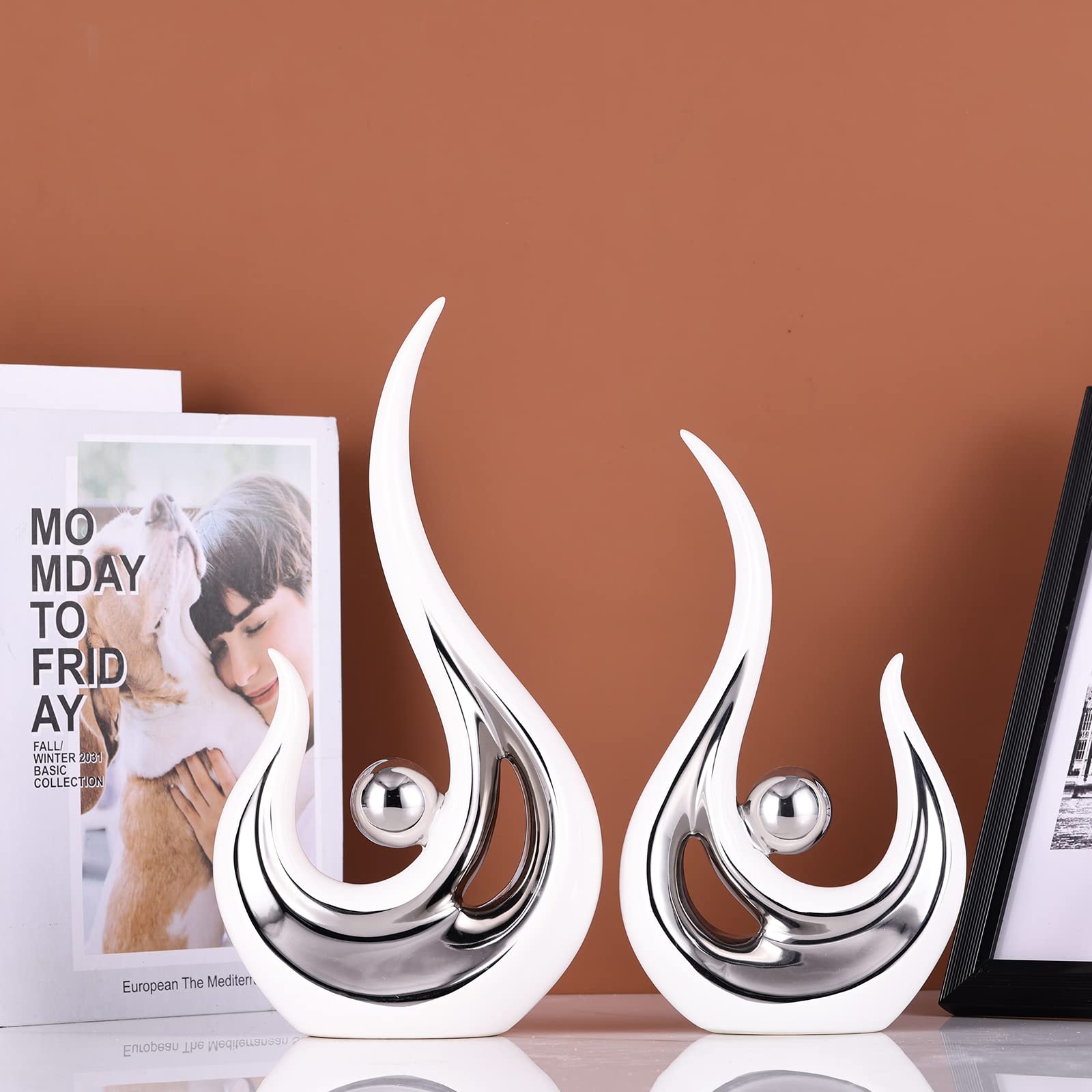 XMGZQ Centrotavola Ceramica,Scultura Moderna Design,Soprammobili in Ceramica,Statuette Decorative Casa,Centrotavola Moderno Design,Decorazioni Casa,Soprammobili Moderni,Statue Decorative Casa,Statua