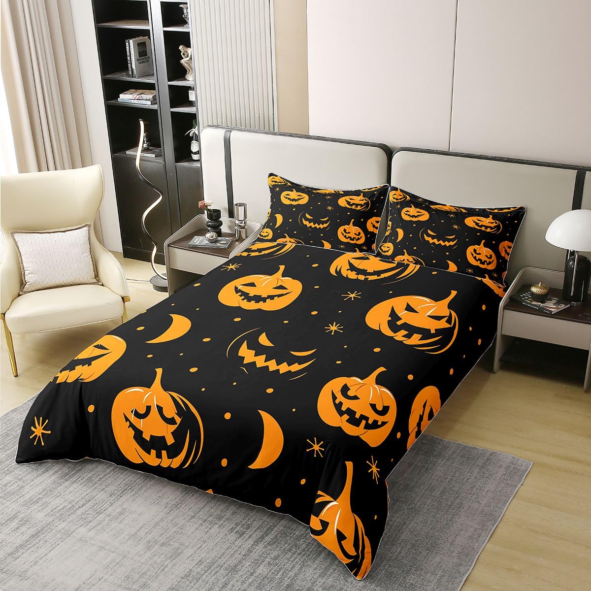 Homemissing Fröhlich Halloween Bettwäsche Set 200x200cm Baumwolle