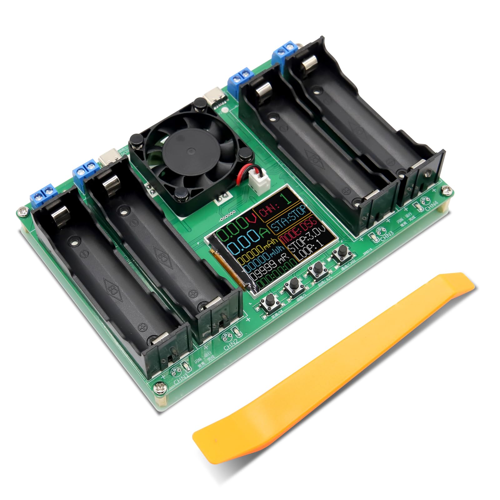 AYWHP Tester di capacità della batteria 4 canali 18650 con tipo C display LCD per batteria al litio