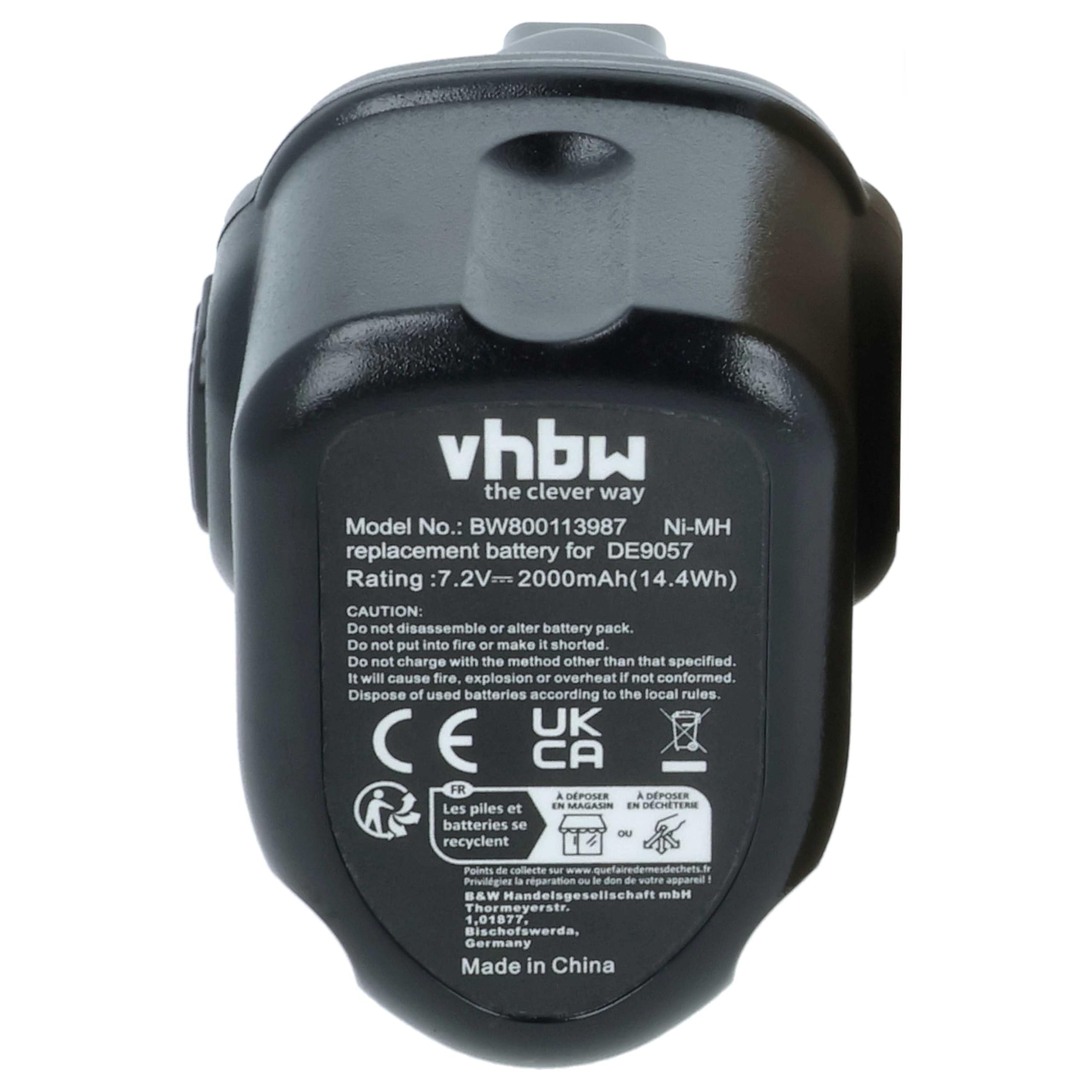 vhbw 3x NiMH akumulator 2000 mAh (7,2 V) pasuje do elektronarzędzi narzędzia Powertools Tools Dewalt DW968, DW968K