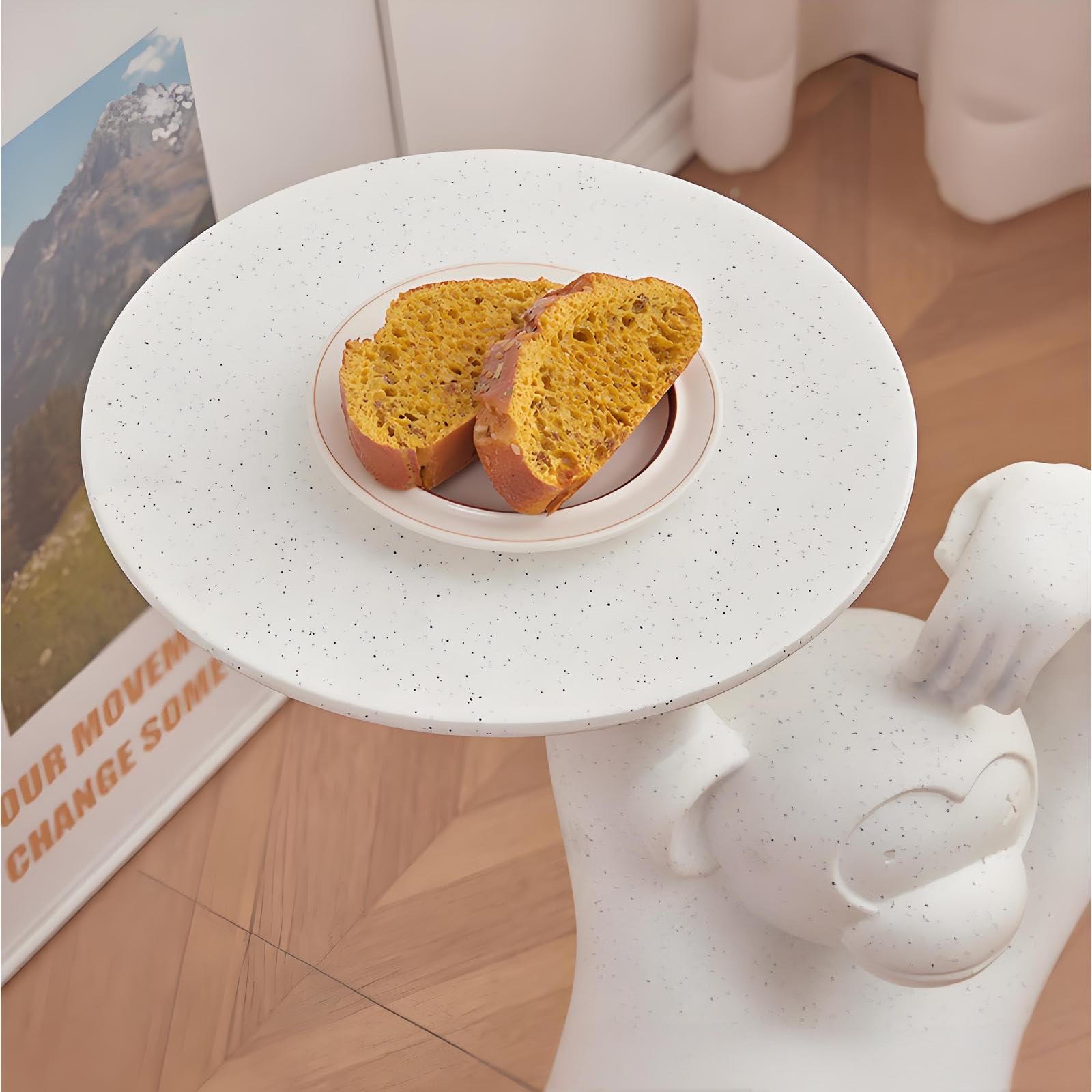 Moderner Plastik AFFE Skulptur Beistelltisch, Niedliches Tablett Beistelltisch für Wohnzimmer, Schlafzimmer als Couchtisch & Nachttisch, Gray1
