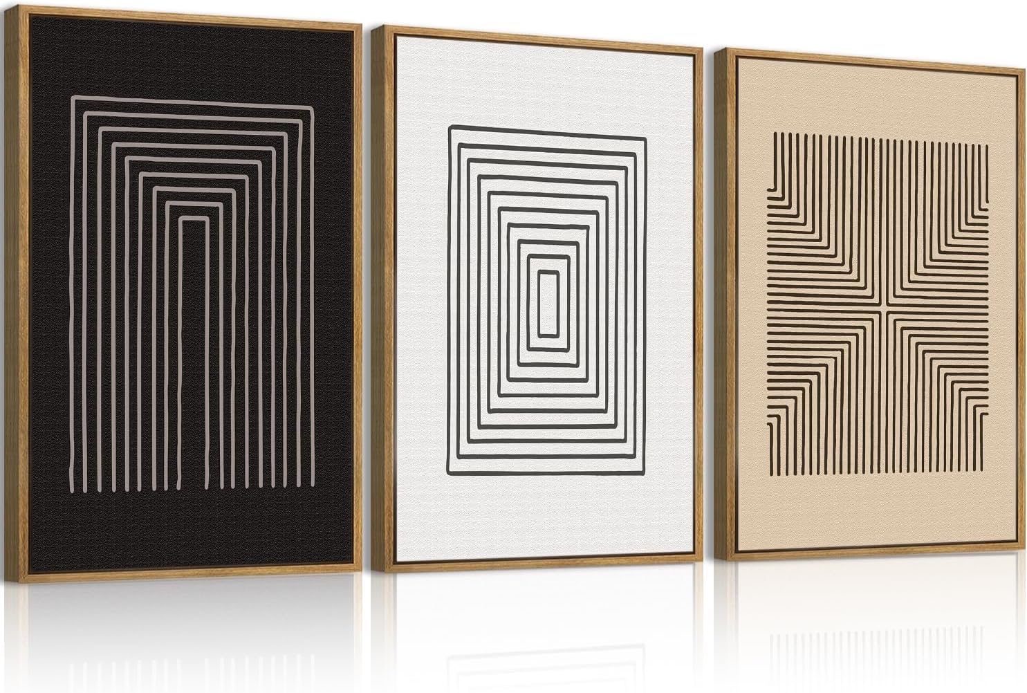 Anyzal Framed Tree Ring Canvas Wall Art Set of 3 Modern Tree Spiral Art Print Nature Abstract Wall Decor Wood Artwork for Living Room Bedroom Office 12x16