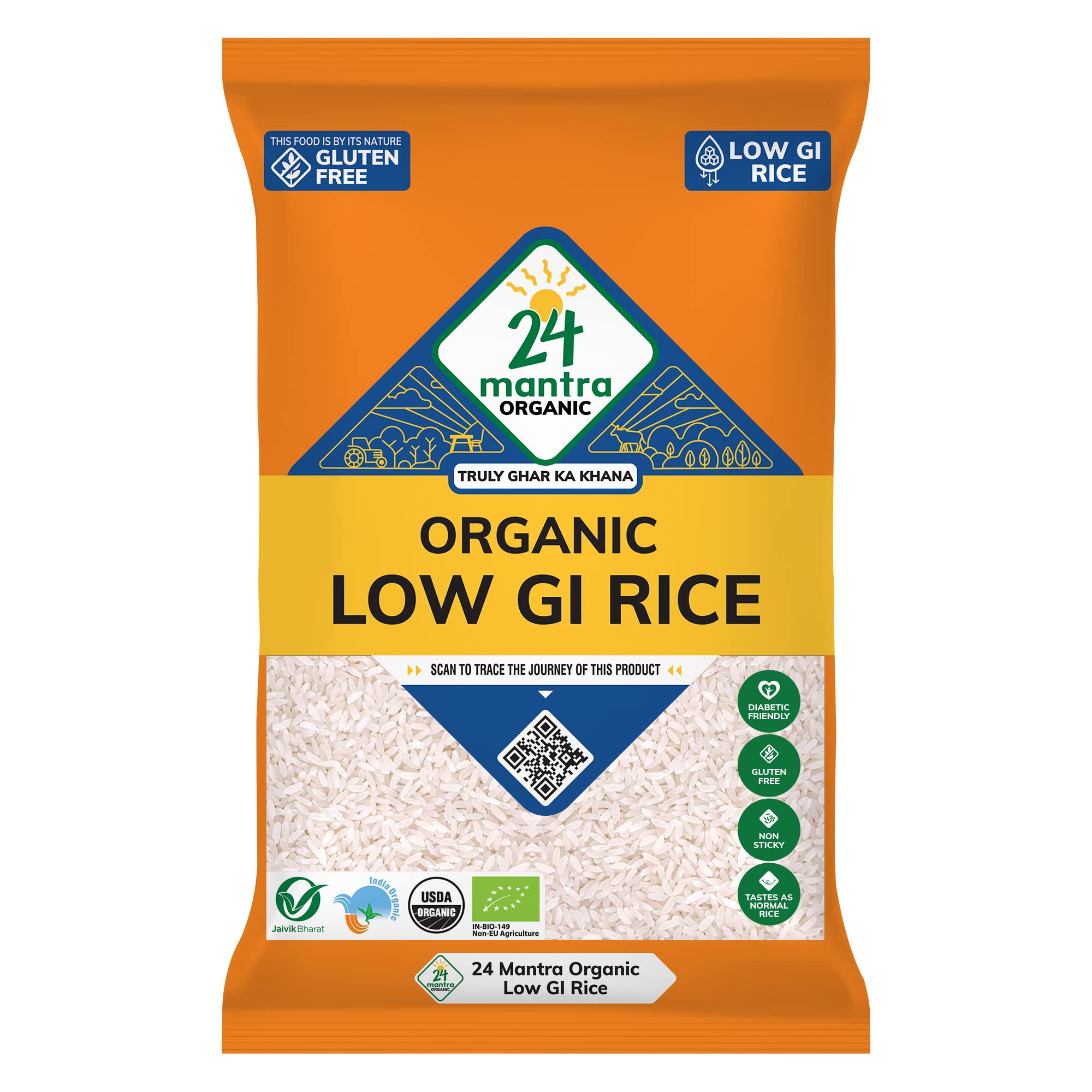 Low G.I Rice 2 Kg | Diet & Diabetic Friendly | Certified Low Sugar Rice | Certified Organic & Naturally Gluten-Free