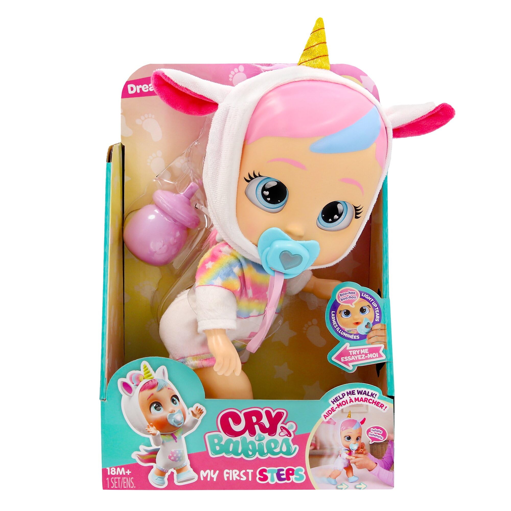 Cry Babies Dreamy Bambola Interattiva Aiuta Dreamy a Muovere i Primi Passi, a Emettere 10 Suoni e Reazioni. Piangere le Lacrime Bambini a partire da 3 anni