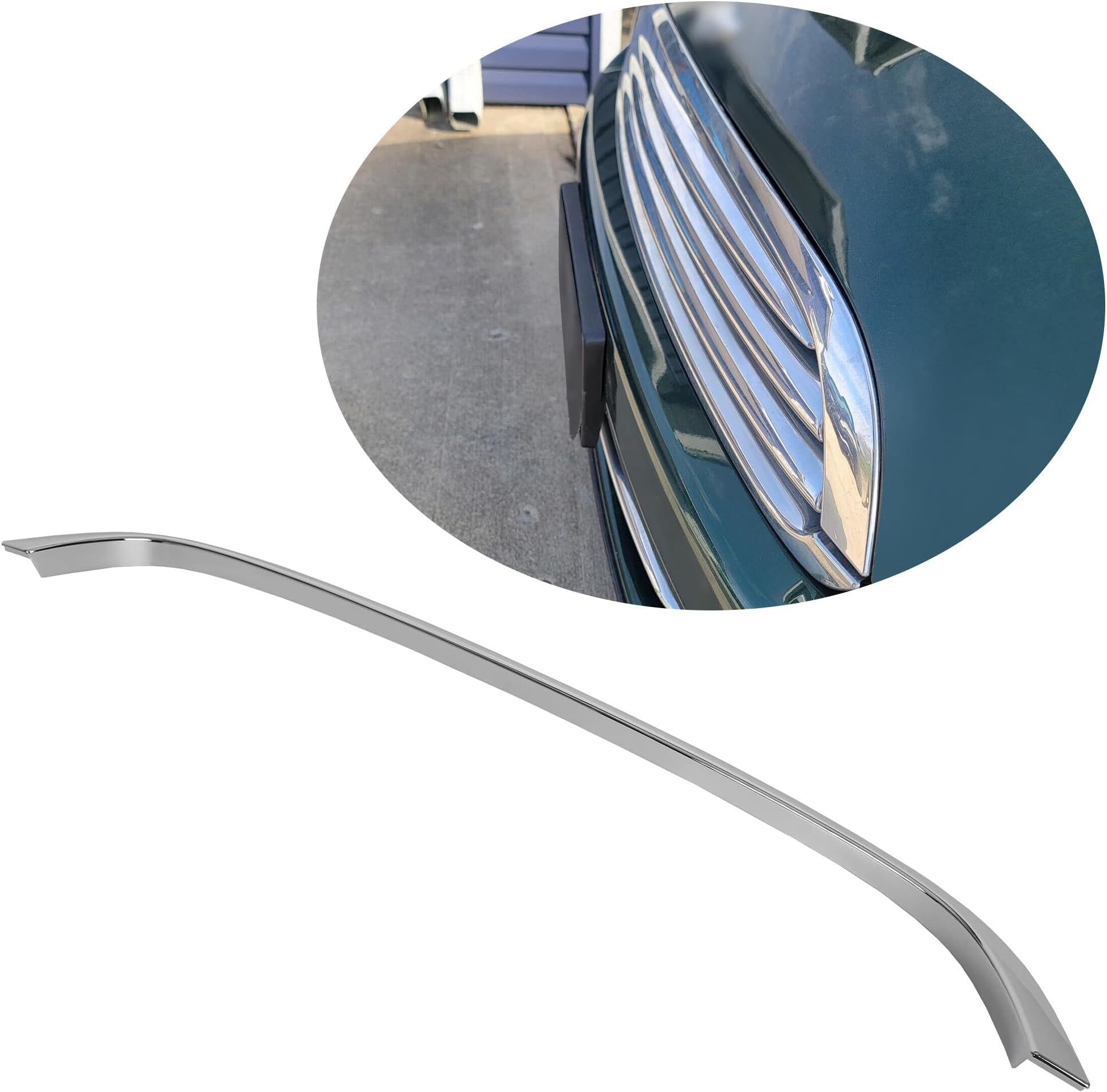HECASA Grill Hood Trim Moulding Compatible with 2007-2015 Mini Cooper R55 R56 R58 R59 MC1235100, 51132751040 Chrome Grille Trim