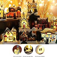 Vista 4 de Ochine Casa con luz de pueblo navideño, decoración navideña con luz LED, material de resina, edificios coleccionables de vacaciones