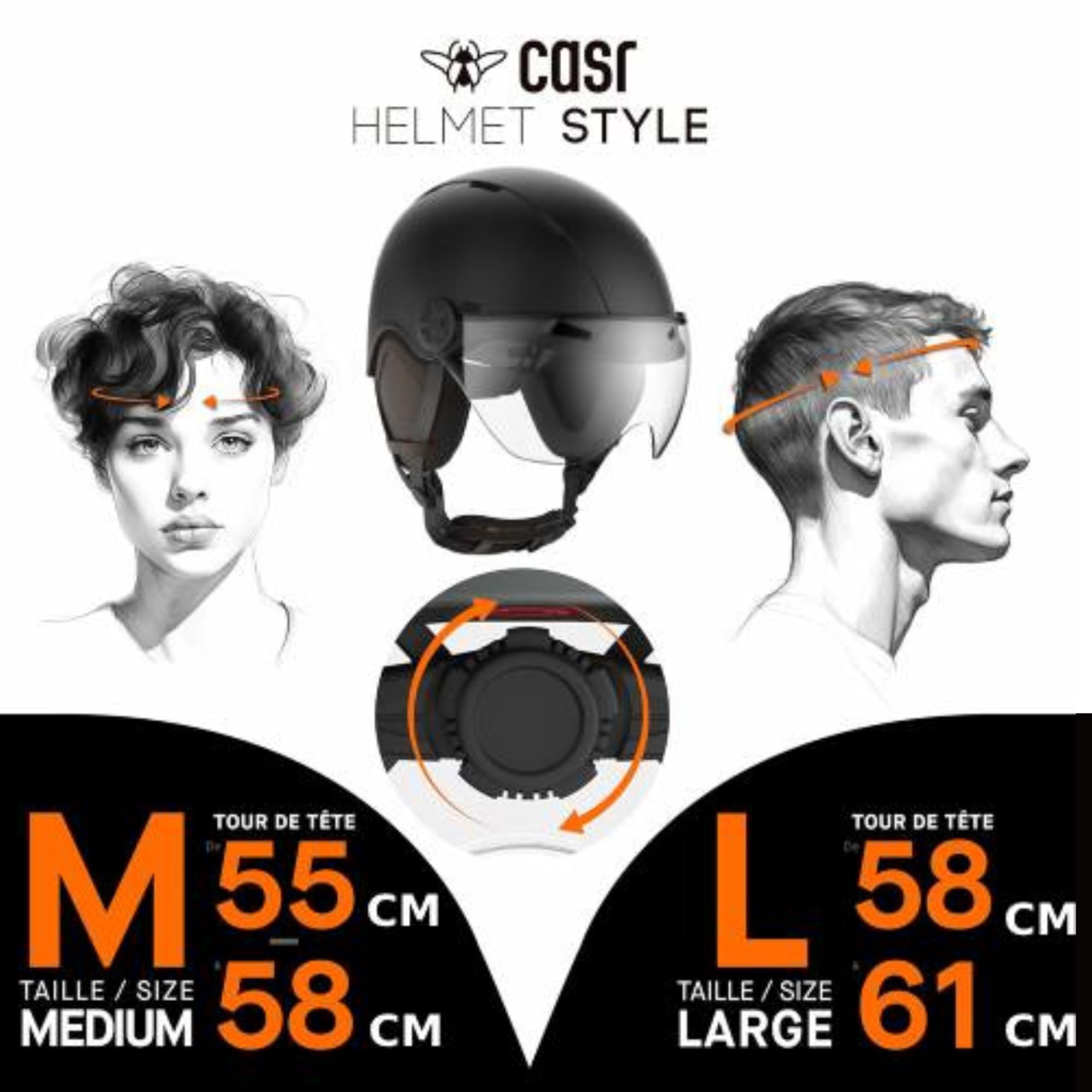CASR Styl - Miejski kask Lifestyle na rower i hulajnogę elektryczną, przezroczysty daszek i zdejmowane nauszniki - optymalny komfort dla mężczyzn i kobiet