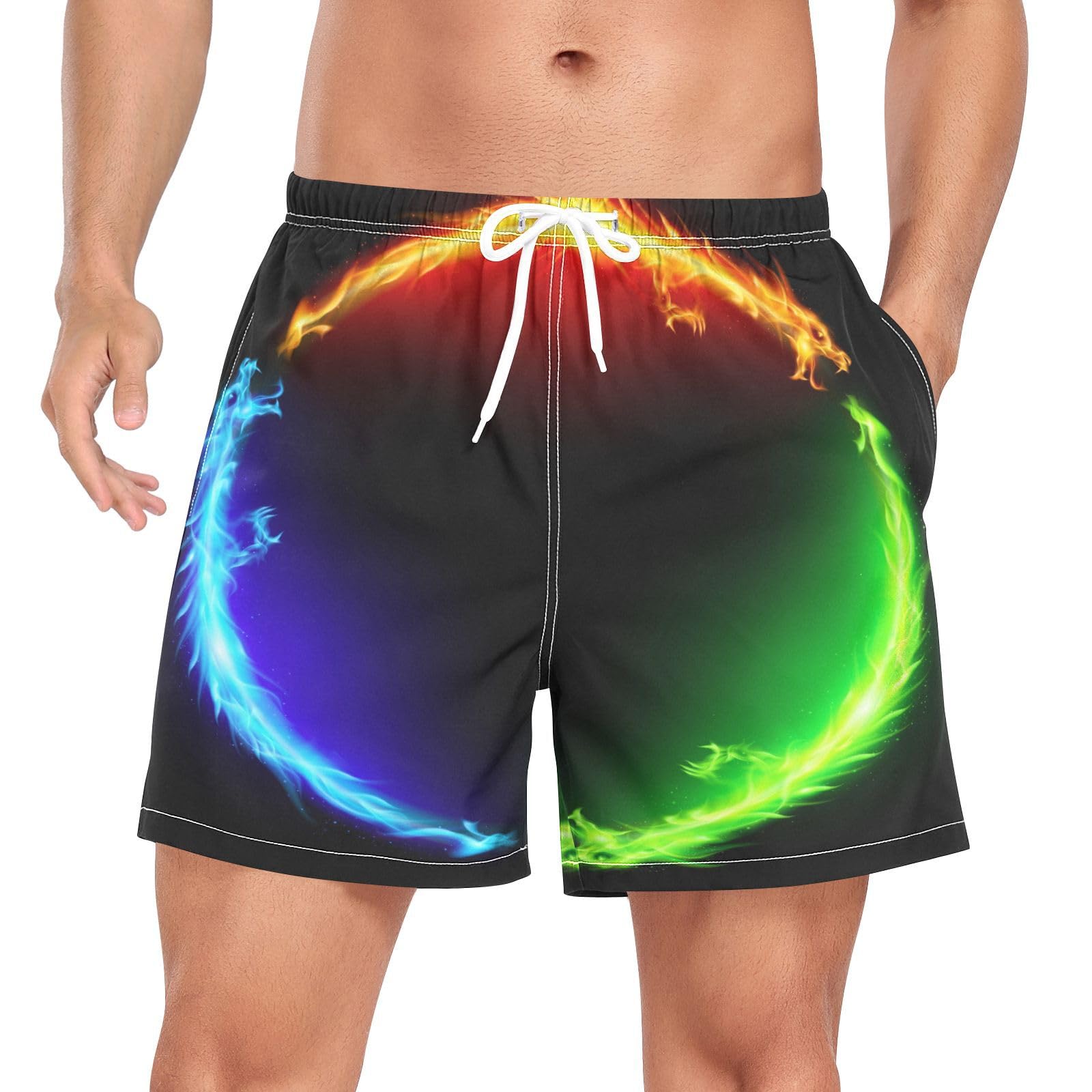 Men's Athletic Shorts Lightweight Quick Dry Shorts Running Shorts with Pockets Blue Orange Green Drange for Gym Workout