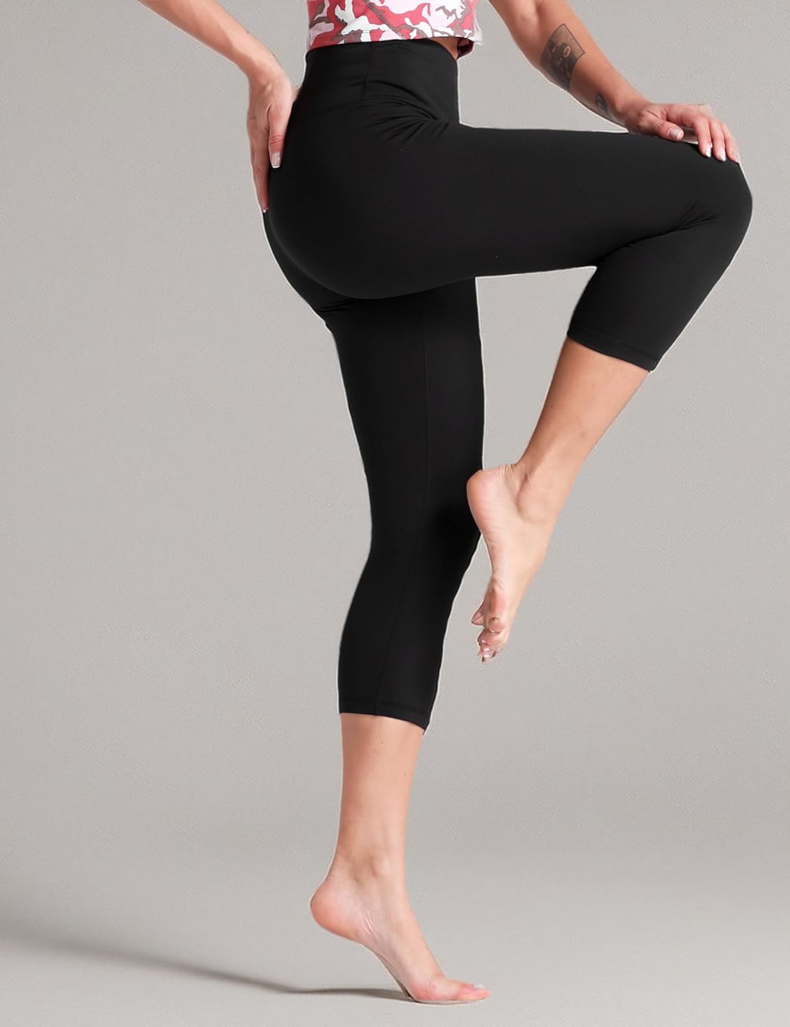 THE GYM PEOPLE Women's High Waist Workout Capris Legging Soft Tummy Control Squat Proof Yoga Running Pants - Image 7