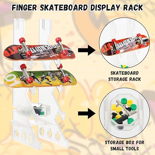 Miniatura 8 de Patinetas de dedo 6 en 1 para niños, juego de rampa de patineta de dedo, kit de parque de patinaje para dedos, juguetes de patineta para dedos