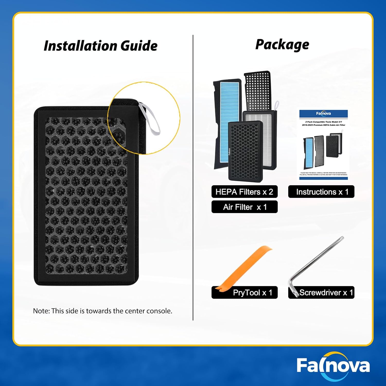 Compatible with Tesla Model 3 2021-2025 Front Trunk & Cabin Air Filter Kit — Includes Tools & Guide