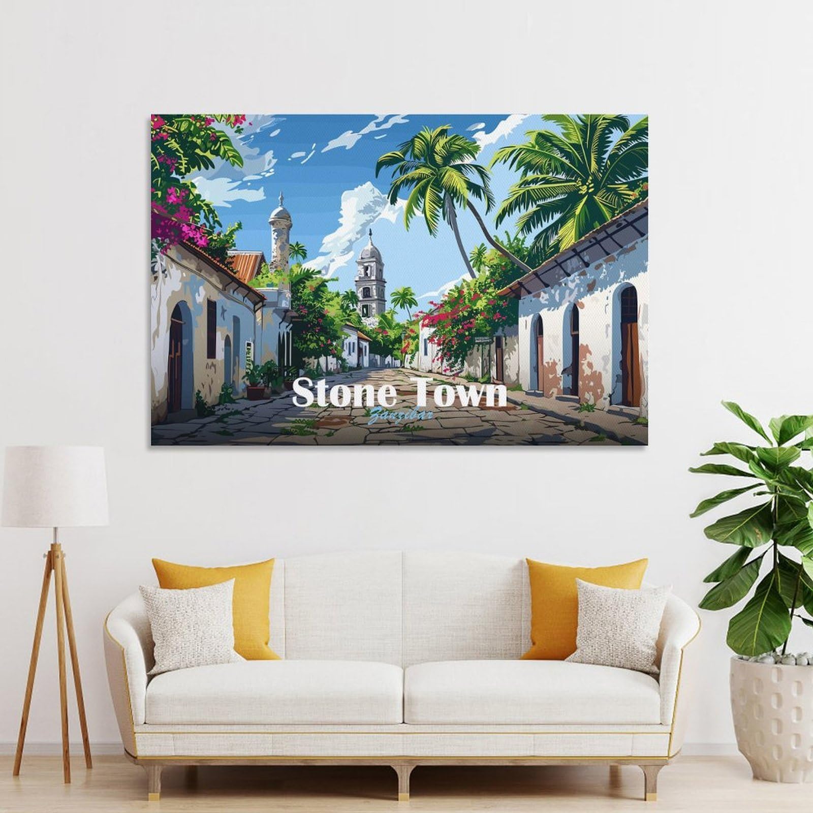 Junmoney Stone Town Zanzibar Canvas Wall Art 08x12inch(20x30cm), for Wall Displays, Bedrooms Or Room Updates, Ideal for Building A Coordinated Art Wall