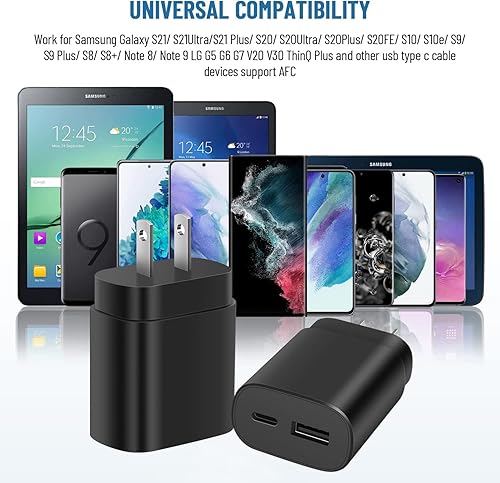 Miniatura 4 de Cargador súper rápido tipo C, cargador de pared USB C de 25 W, bloque de carga rápida de doble puerto para Samsung Galaxy S22S22