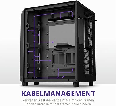 NZXT H6 Flow RGB CCH61FBR1 Kompaktes MidTower Gehäuse mit zwei Kammern Inklusive 3 x 120 mm Lüfter RGB Glaspaneele mit Panoramablick HochleistungsAirflowPanels Schwarz