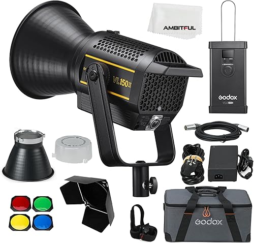 Godox VL150II 165W 5600±200K CRI96+, TLCI 96+ Luz LED de video de estudio con control de aplicación, efectos FX integrados, luz continua LED de