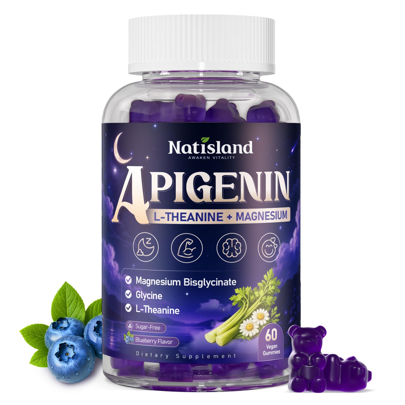 Apigenin Supplement for Sleep, Apigenin 50mg, Relaxation & Deep Rest, 60CT