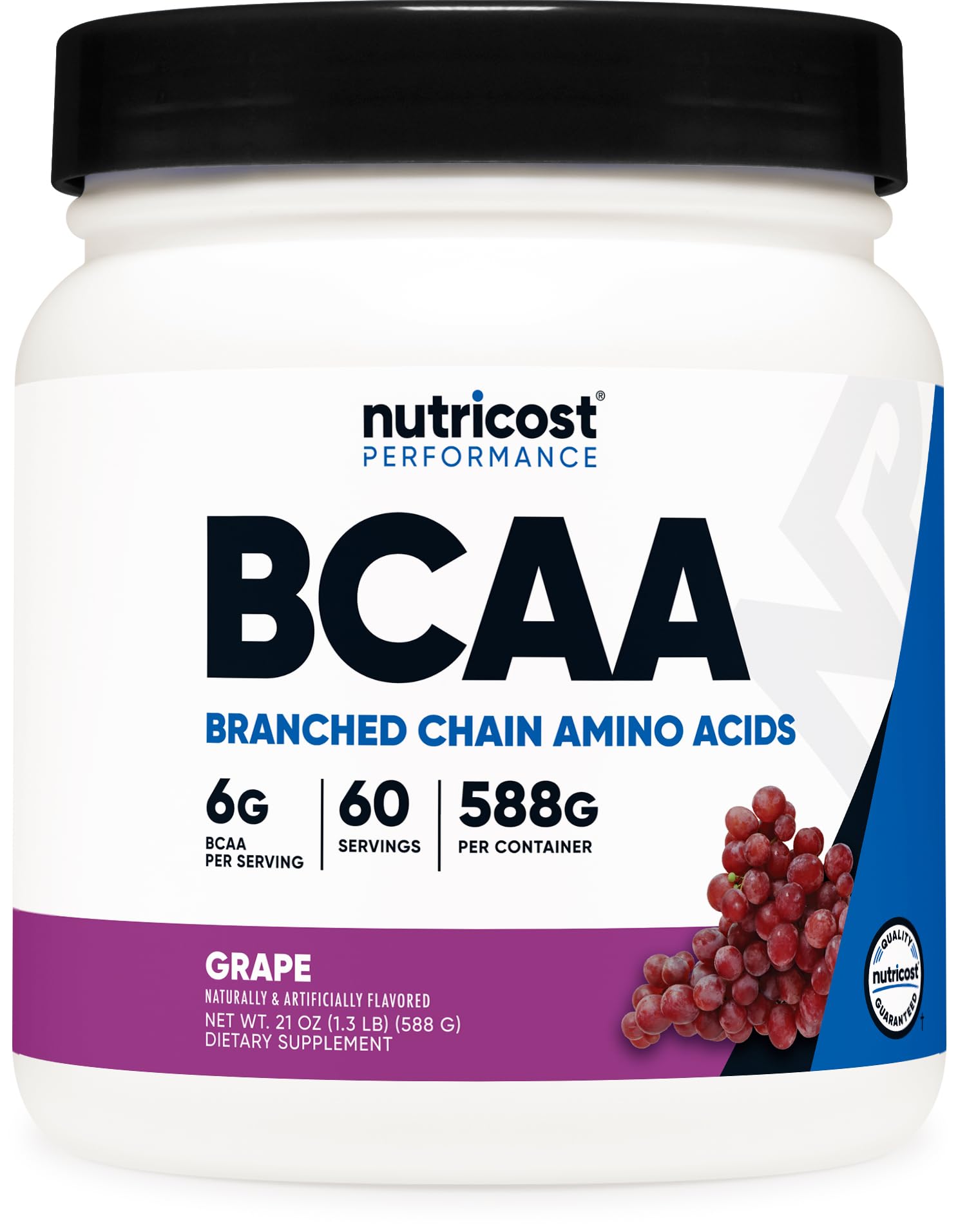 Nutricost BCAA Powder (Grape, 60 Servings) - Optimal 2:1:1 Ratio, Vegetarian Friendly, Non-GMO, Gluten Free