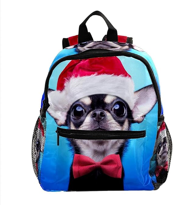 Amazon Co Jp ガールズボーイアウトドアウォークトラベルバッグデイパック用スクールバックパッククリスマスのチワワ犬 印刷されたサックパック シューズ バッグ