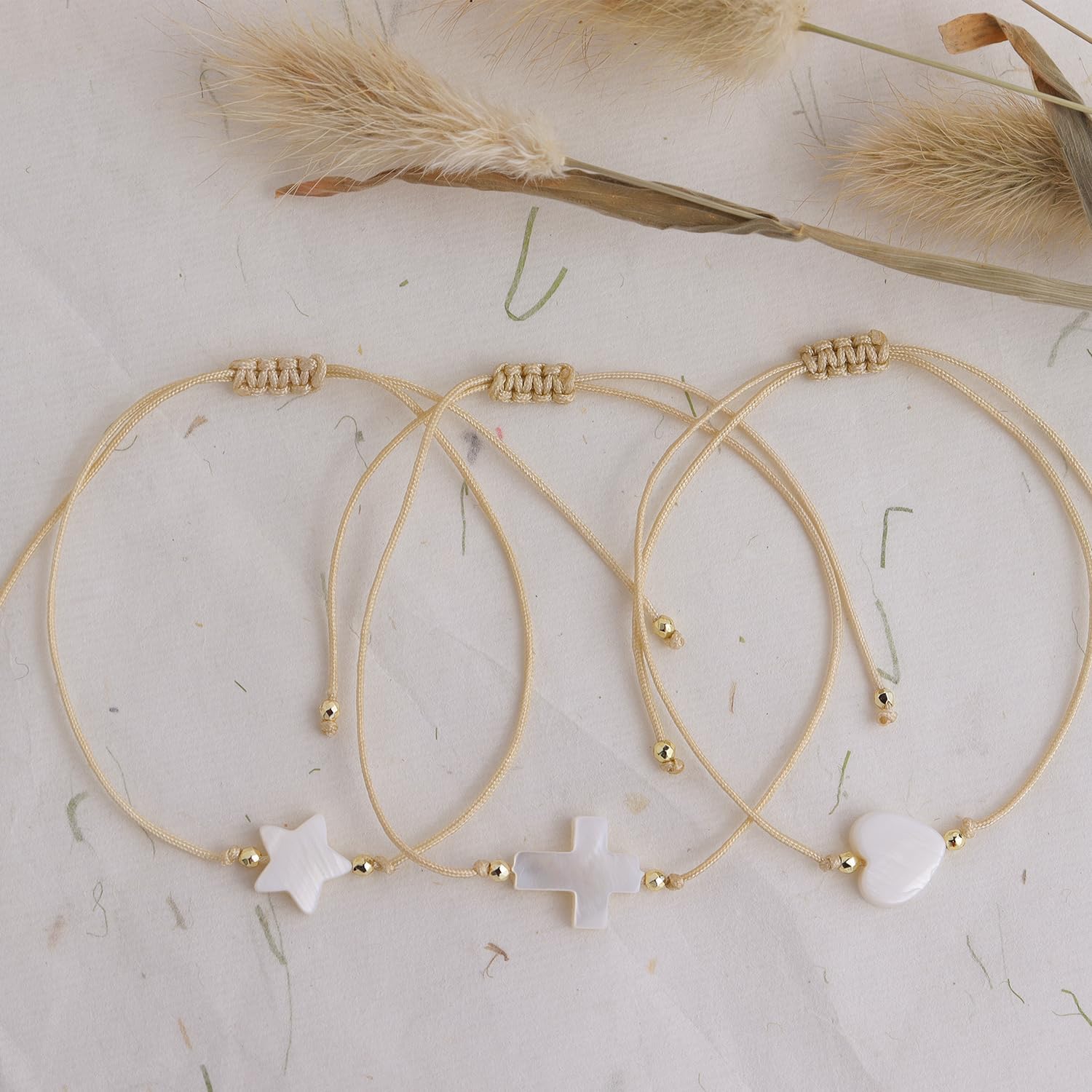 Cross Star Heart Charm Stackable Bracelets Set for Women, 3 PCS Simple Handmade String Rope Braided Adjustable Bracelet Friendship Bohemian Summer Jewelry Gift - Image 6