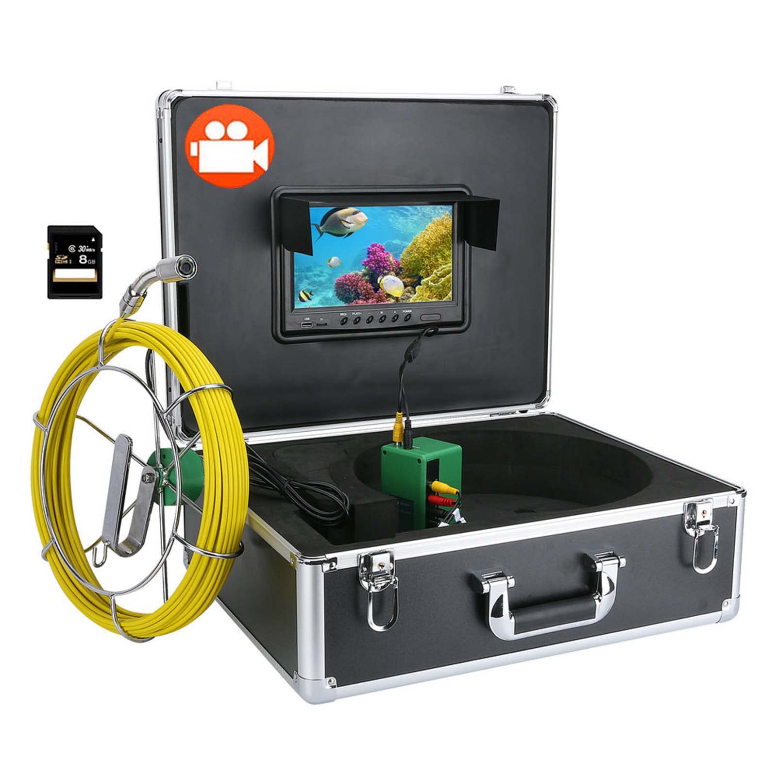 YNIYUJKL Pipeline Inspection Endoscope With Dvr Function, 9-Inch 17Mm Industrial Endoscope Sewer Inspection Camera 1000 Tvl Pipeline Inspection Equipment With 8Gb Sd Card,30M