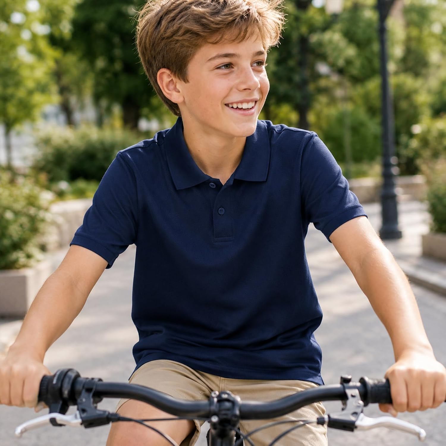 4-Pack Quick Dry Boys Polo Shirts Mesh Active Boys Uniform Shirts Age 5-16Y image 2