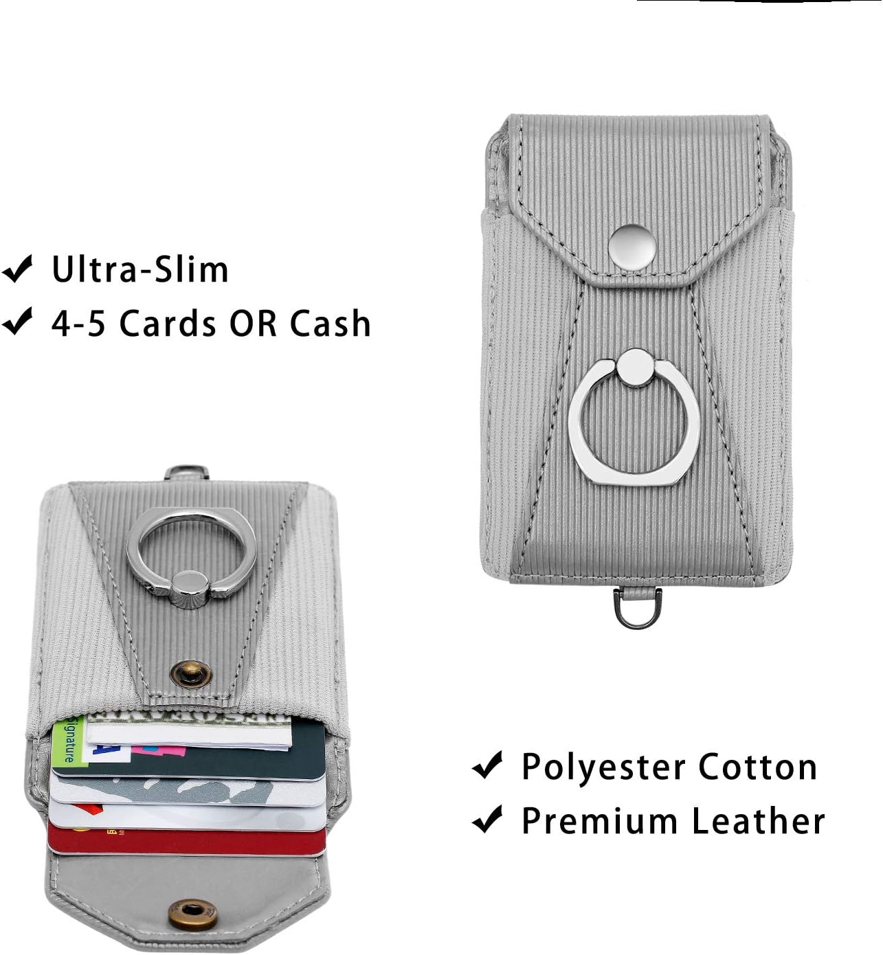 Adhesive Card Holders, Leather Neck Pouch Compatible with iPhone, Galaxy & Most Smartphones