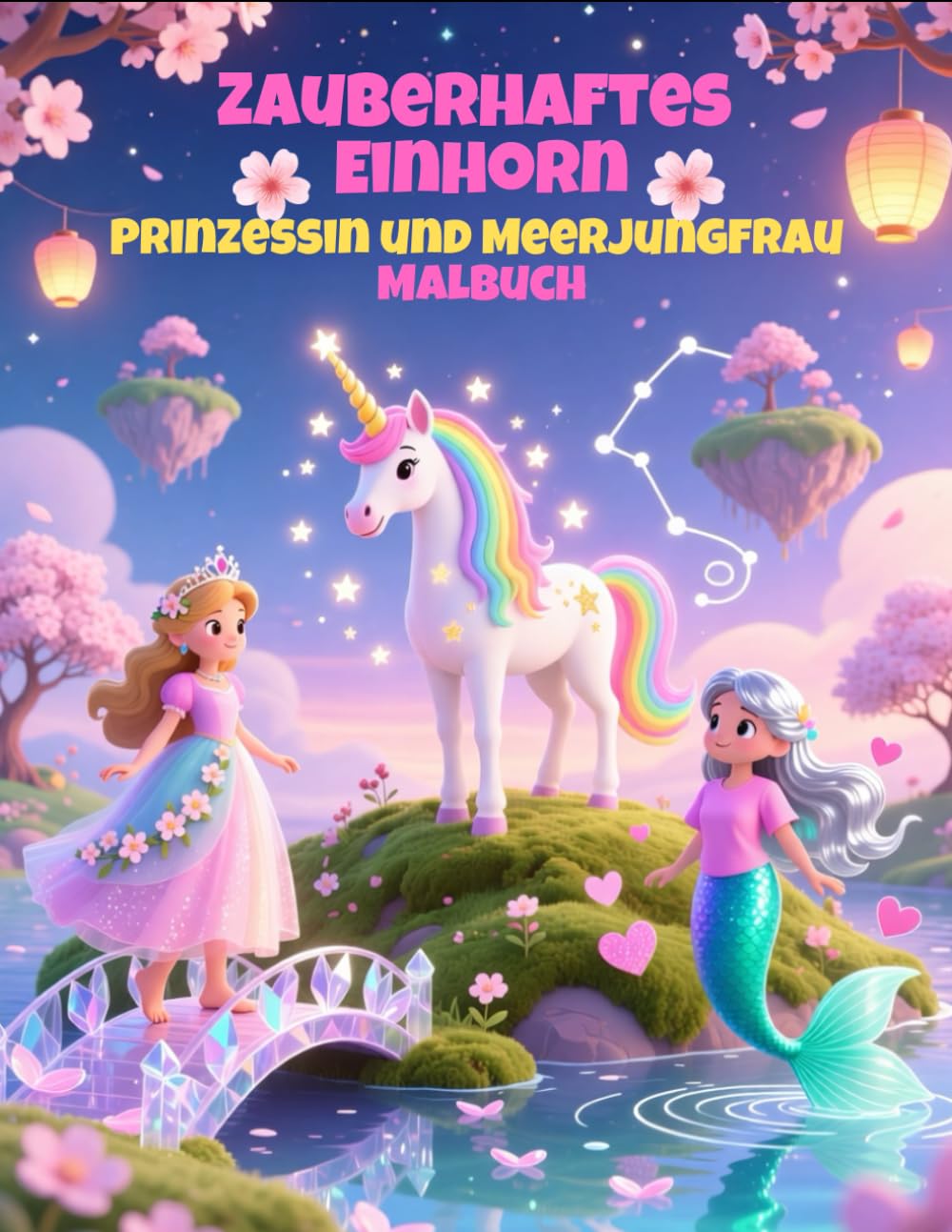 Zauberhaftes Einhorn, Prinzessin und Meerjungfrau Malbuch: Ein kreatives Malbuch für Mädchen ab 4 Jahren, das Fantasie anregt und spielerisch inspiriert