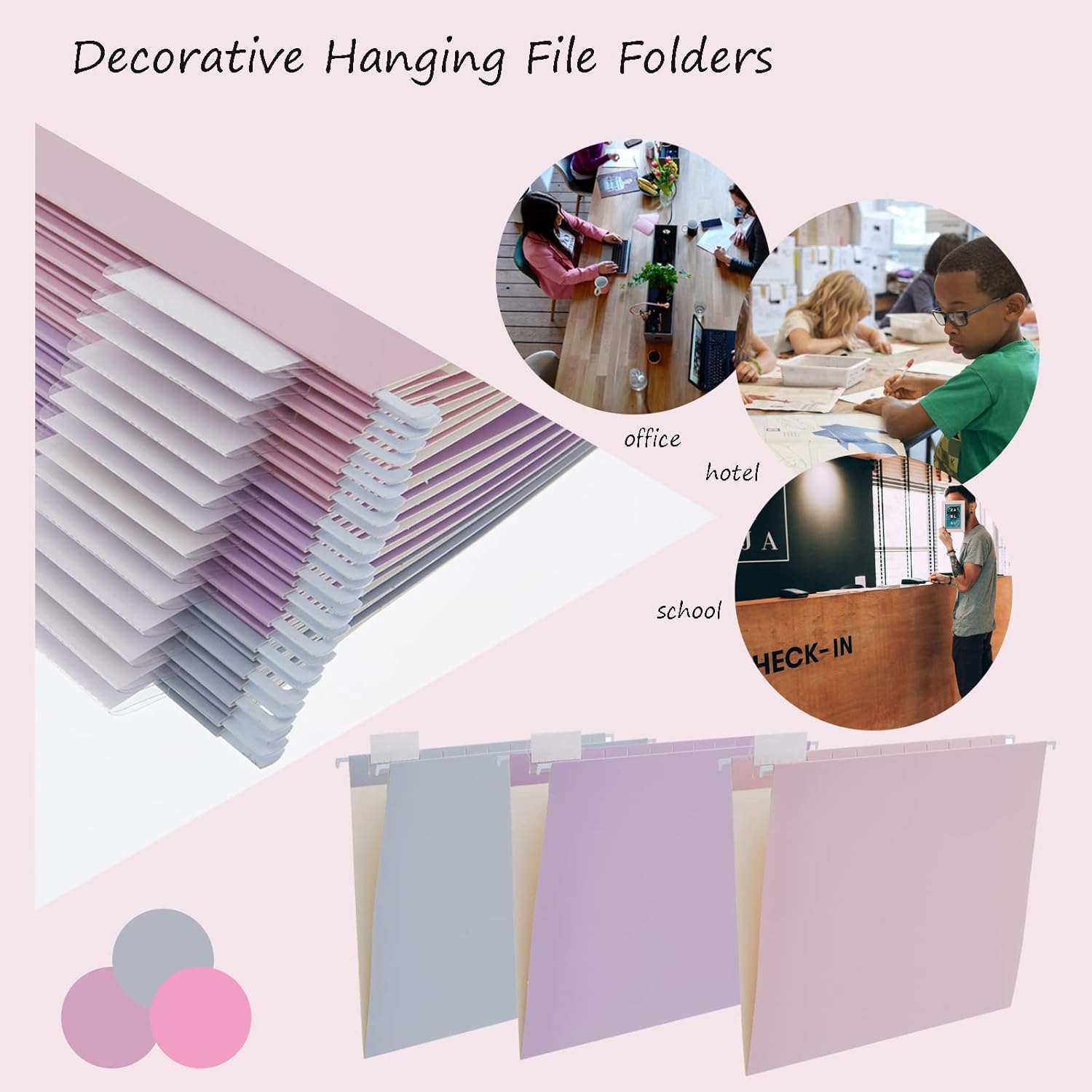 12 Pack Hanging File Folders Filing Cabinet Organizer Letter Size 1/5 Cut Adjustable Tabs Decorative for Home Office School Classroom,Marble…… thumbnail